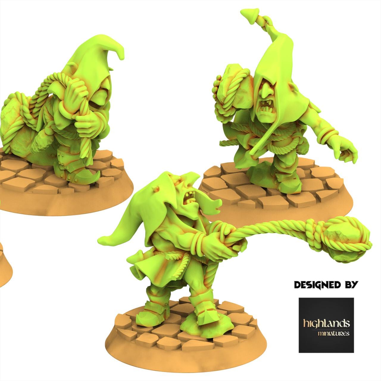 Orc & Goblin - x5 Swamp Goblins Stonethrowers - Goblin tribes - Highlands Miniature