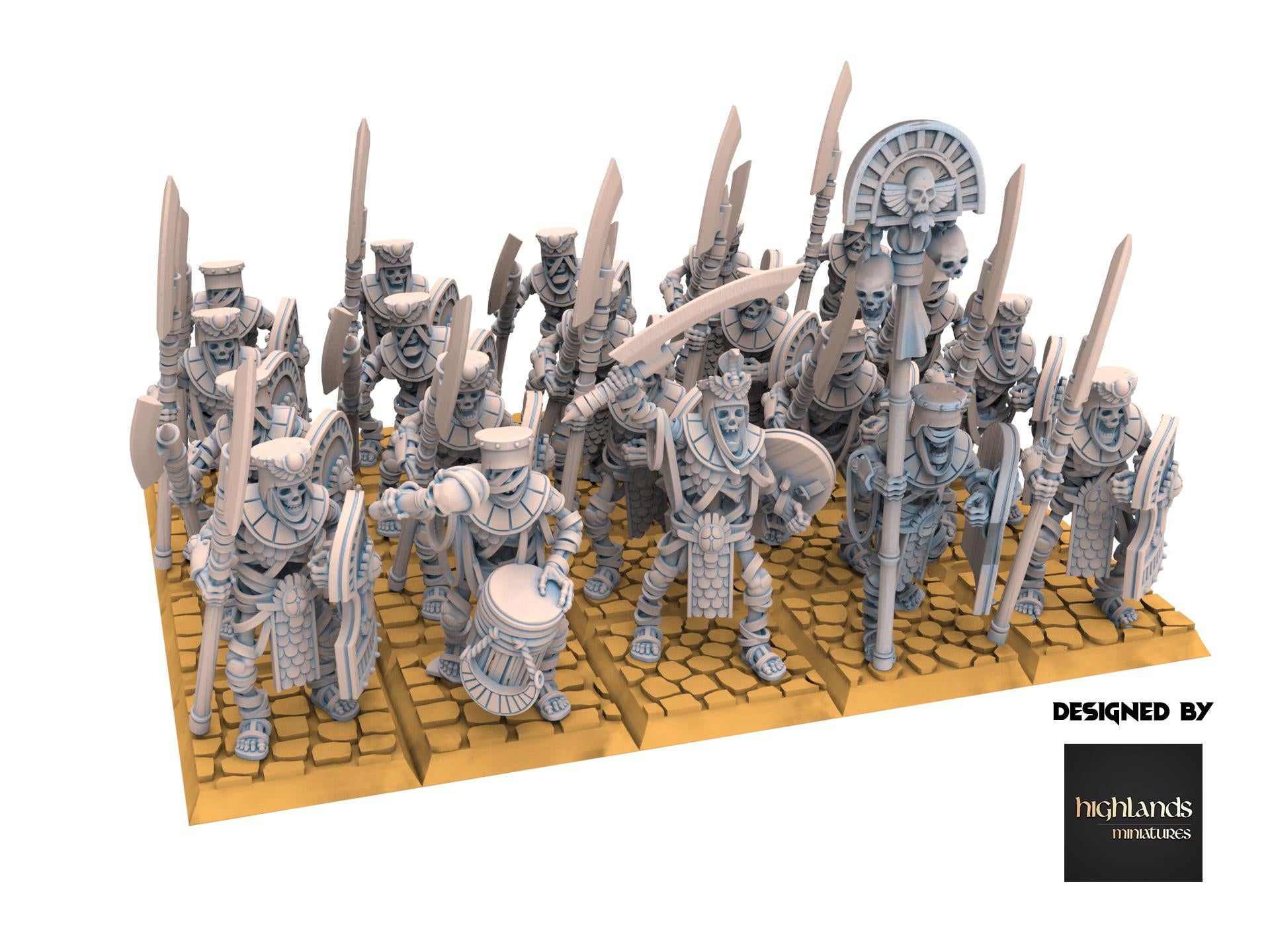 Eternal Dynasties - Ancient Skeleton Guards with Halberds - Eternal Dynasties - Highlands Miniatures