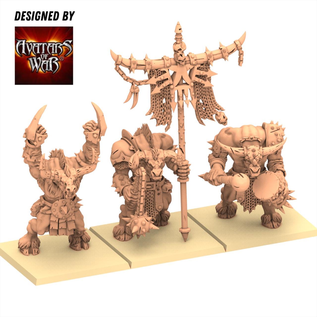 Beastmen - Minotaurs double weapons battleready - Monopose - 28&32mm scale - Avatar of War
