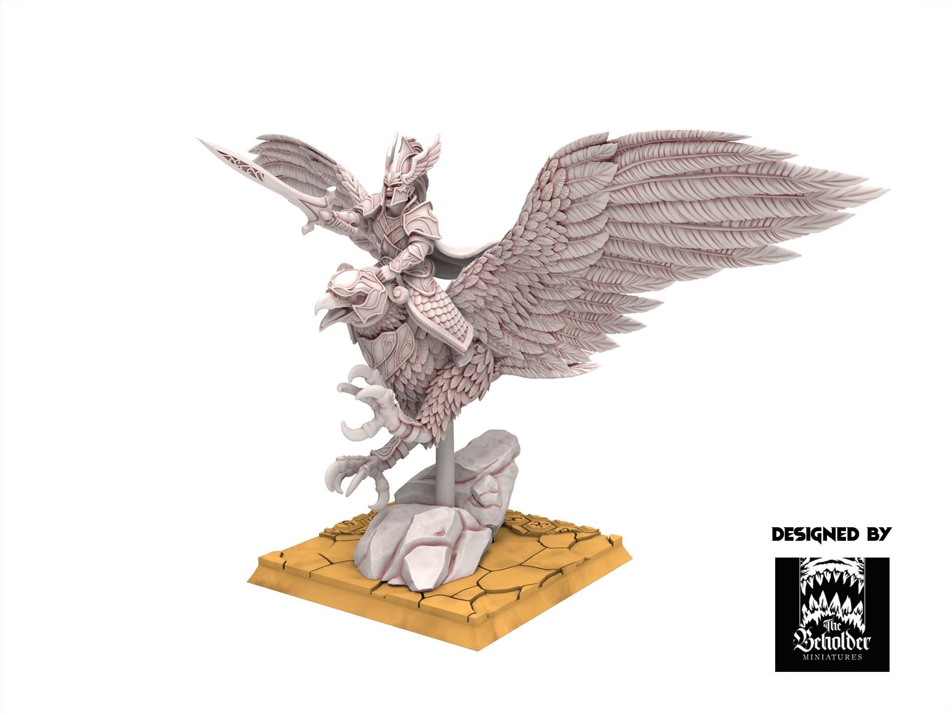Hight Elves - Glorinder on King Eagler - Silvermoor - The Beholder Miniatures