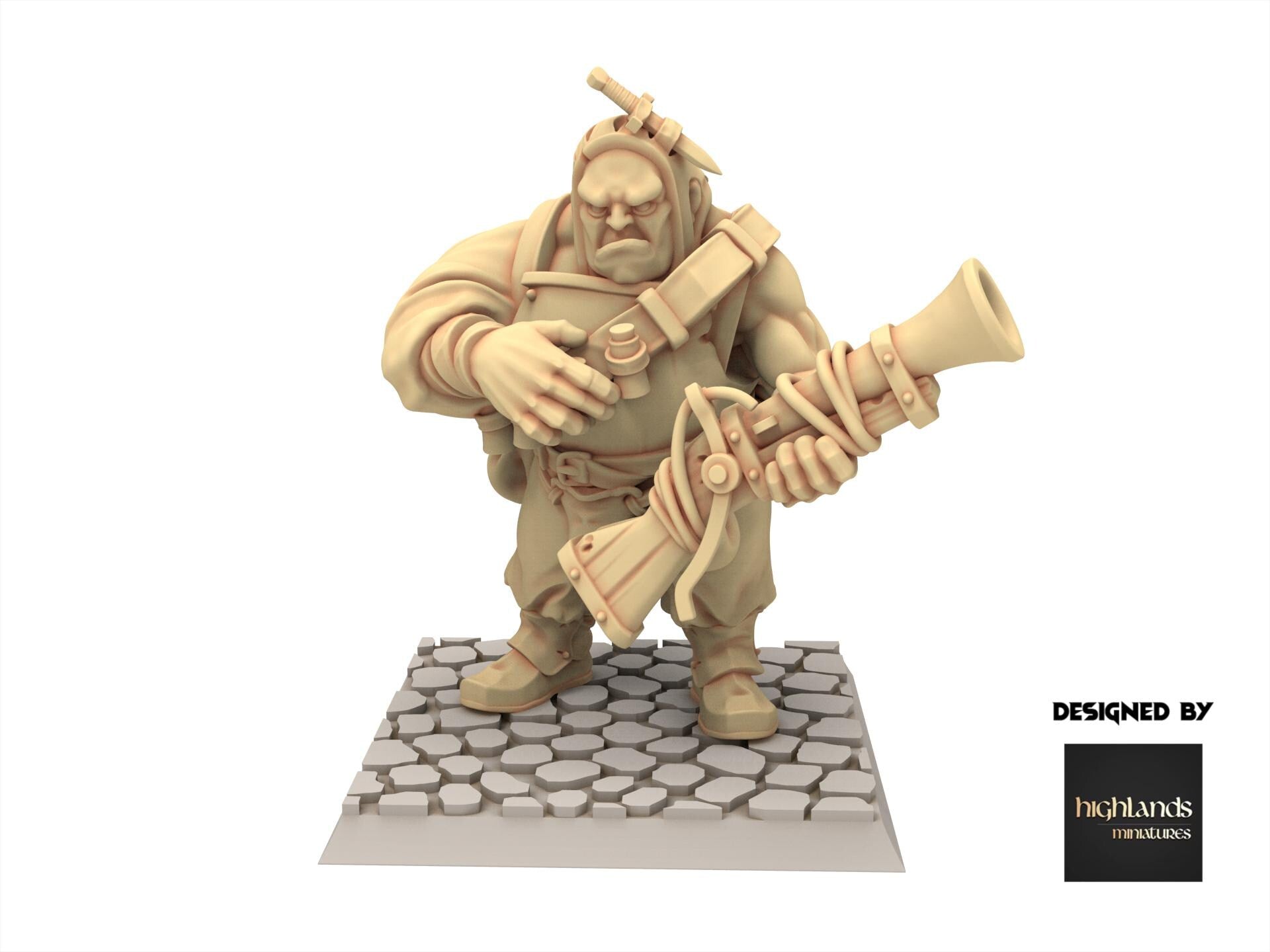 Imperial Fantasy - x3 Ogres with Blunderbuss mercenary - Sunland - Highlands Miniatures