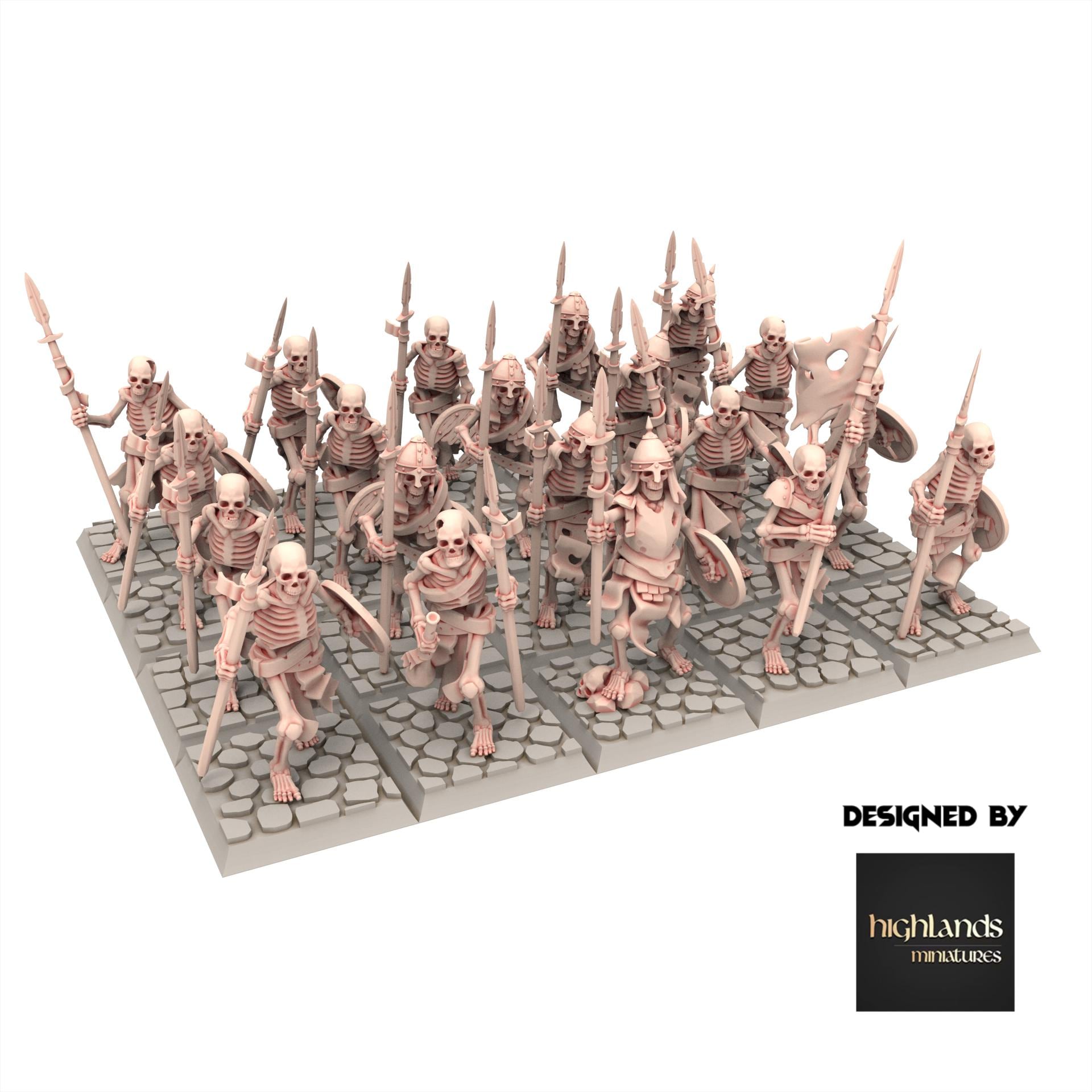 Undead - Skeletons Warriors with Lance - Transilvanya - Highlands Miniatures