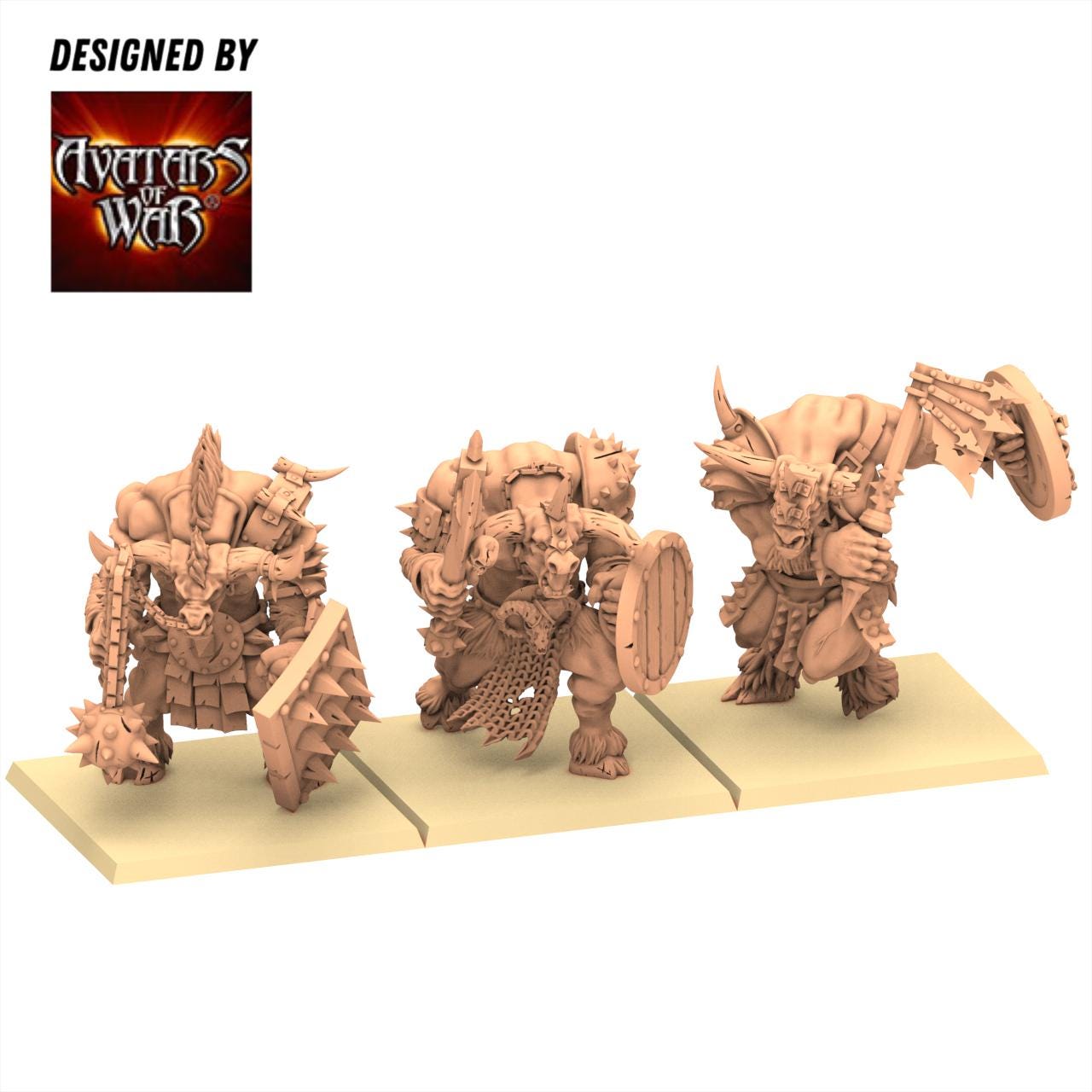 Beastmen - Minotaurs weapon and shield battleready - Monopose - 28&32mm scale - Avatar of War