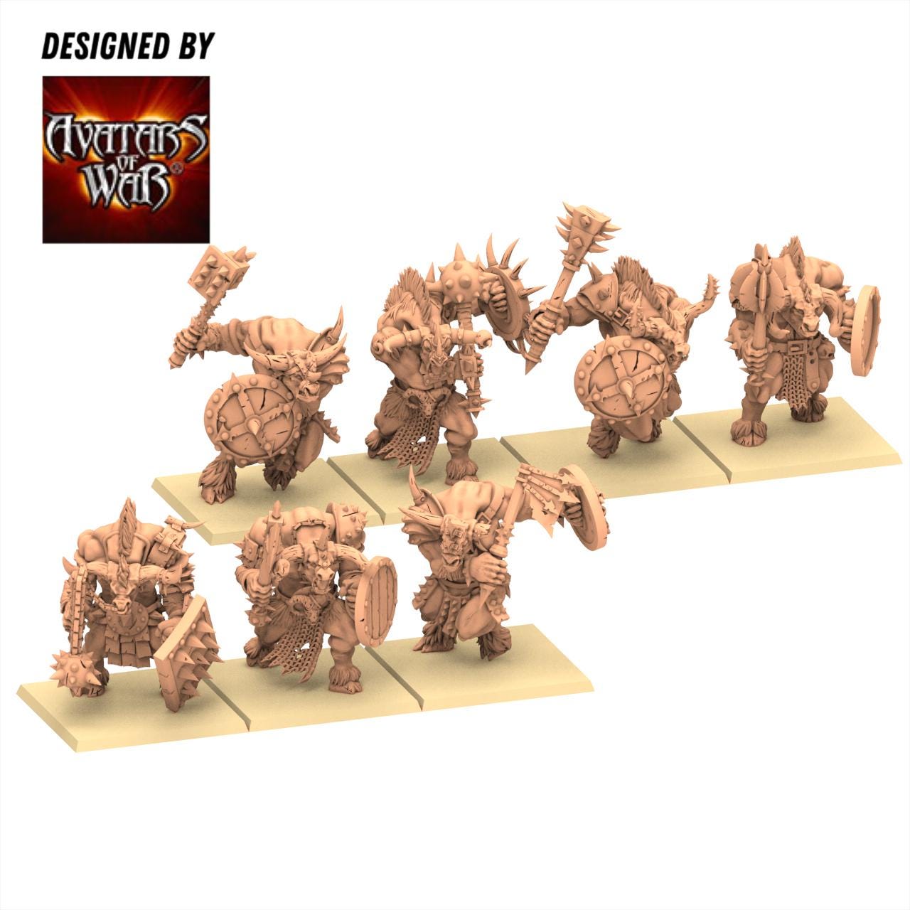 Beastmen - Minotaurs weapon and shield battleready - Monopose - 28&32mm scale - Avatar of War