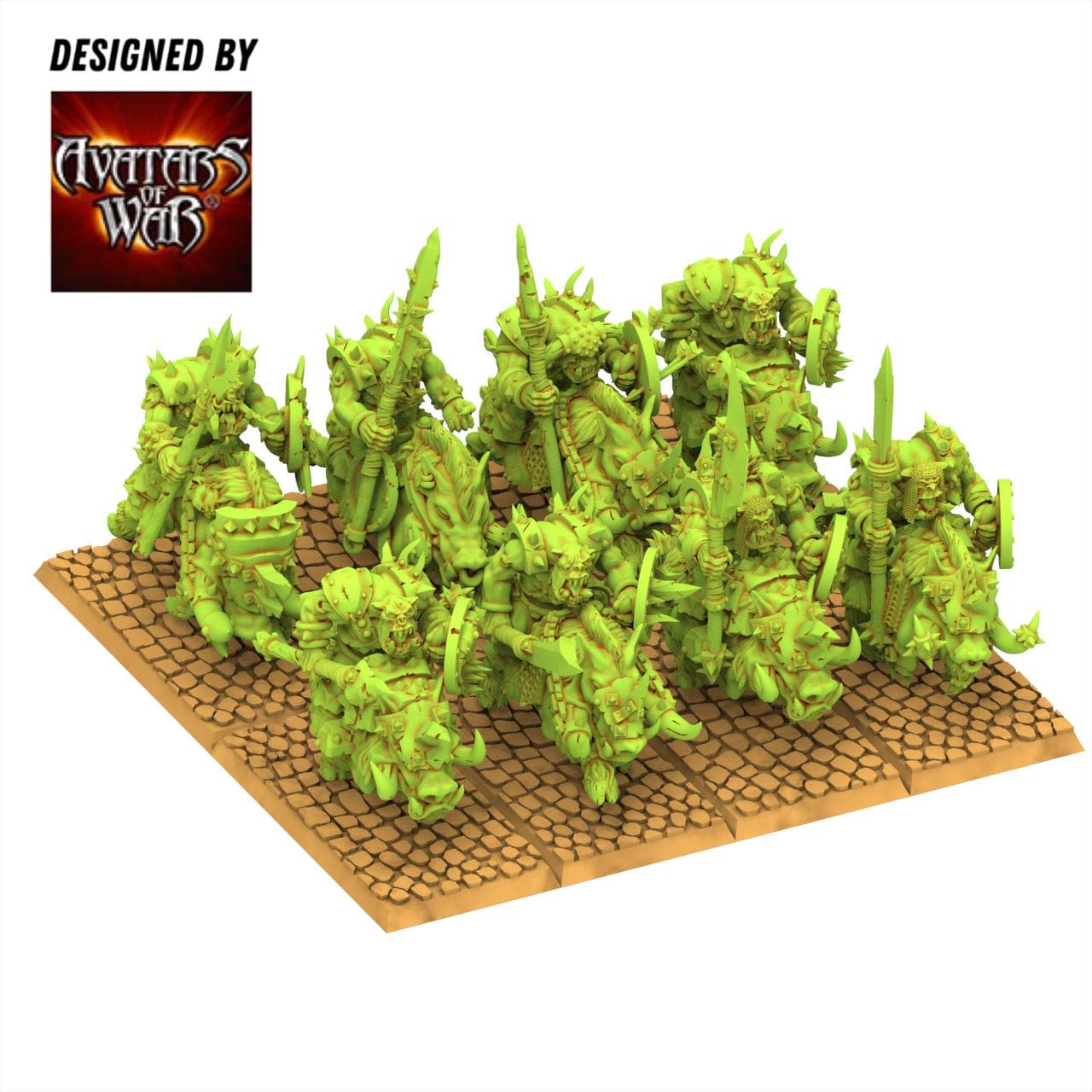 Orc & Goblin - Orc Boar Riders - monopose - 28/32mm scale - Avatar of War