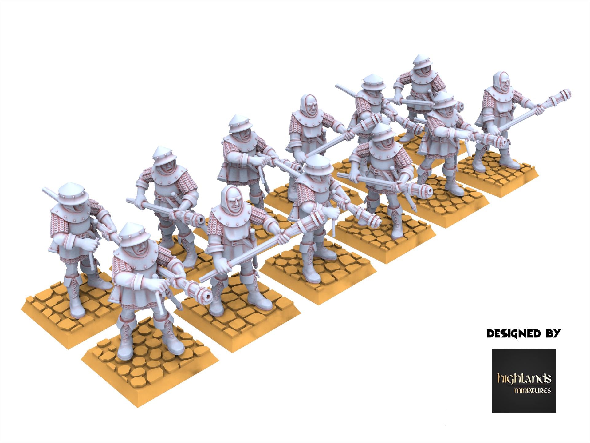 Arthurian Knights - x12 Shooters Handgunners - Gallia - Highlands Miniatures