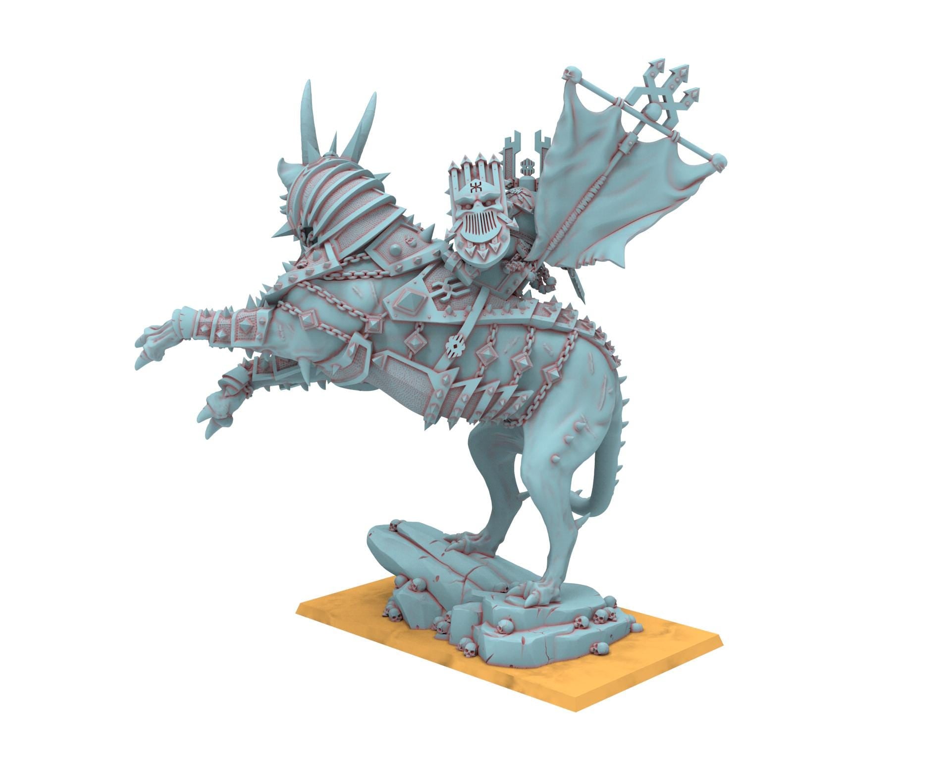 Fantasy Chaos - Blood God Lord on Manticore - Lost Kingdom Miniatures