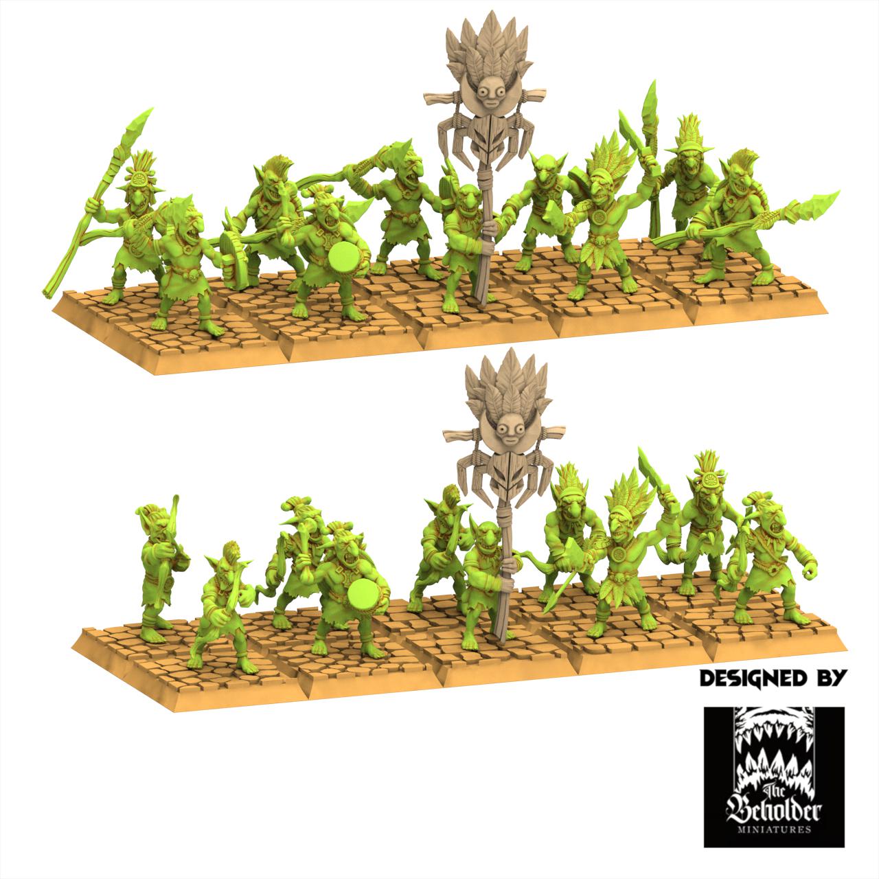 Orc & Goblin - Goblins Jungle Warriors - The Black horde - The Beholder Miniatures