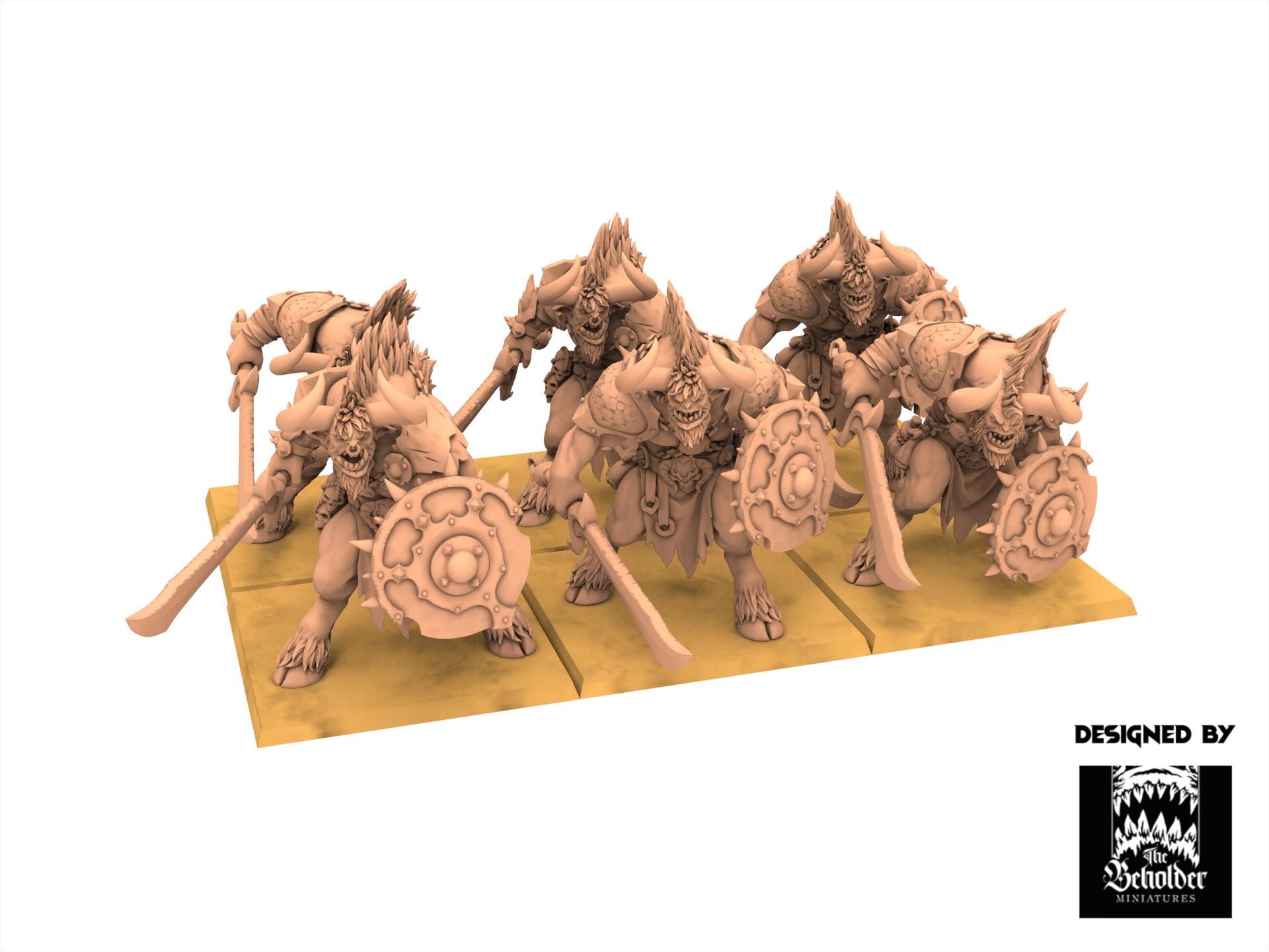 Beastmen - Minotaurs sword and shield - Realms of Mayhem - Beholder Miniature