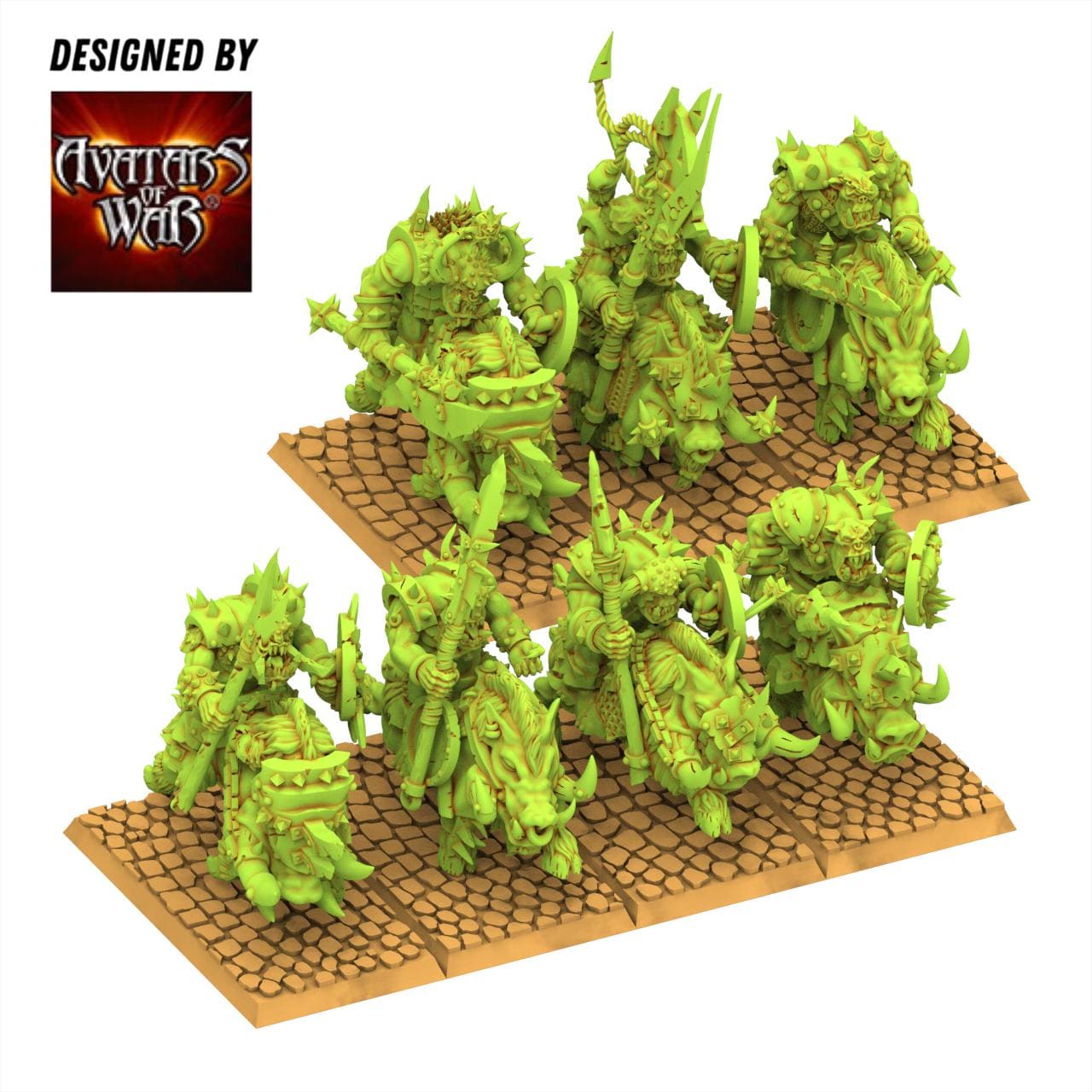 Orc & Goblin - Orc Boar Riders - monopose - 28/32mm scale - Avatar of War