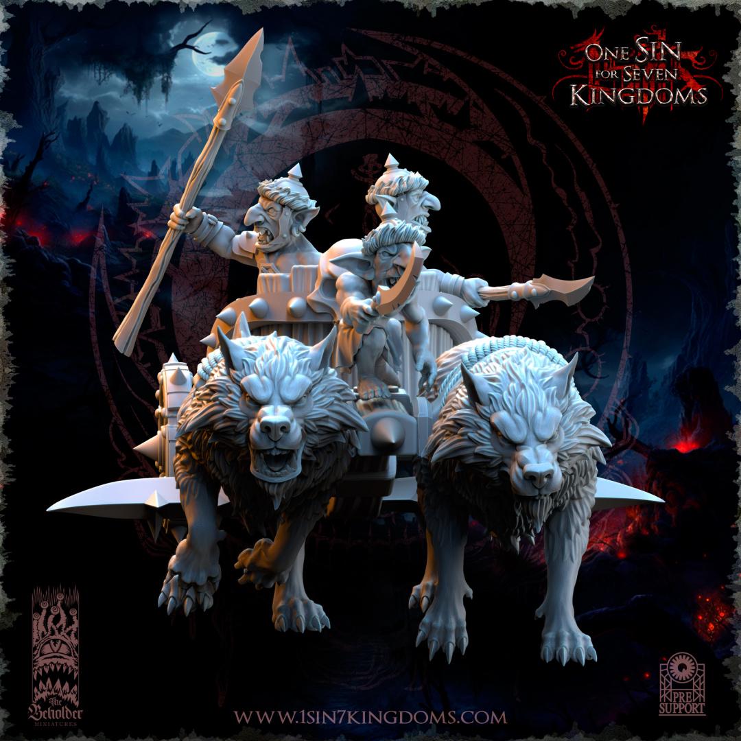 Orc & Goblin - Goblin Chariot Lancer - The Black horde - The Beholder Miniatures