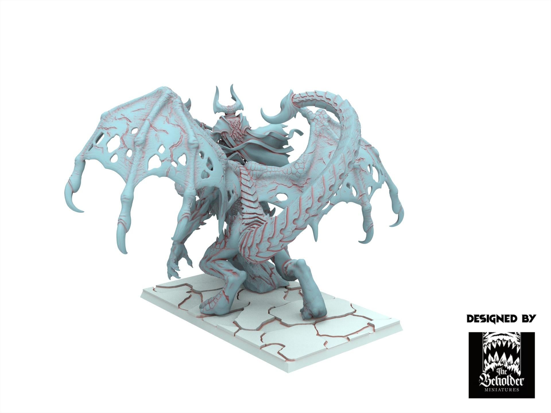 Fantasy Chaos - Sorcerer on Undead Manticore - Realms of Mayhem - Beholder Miniature