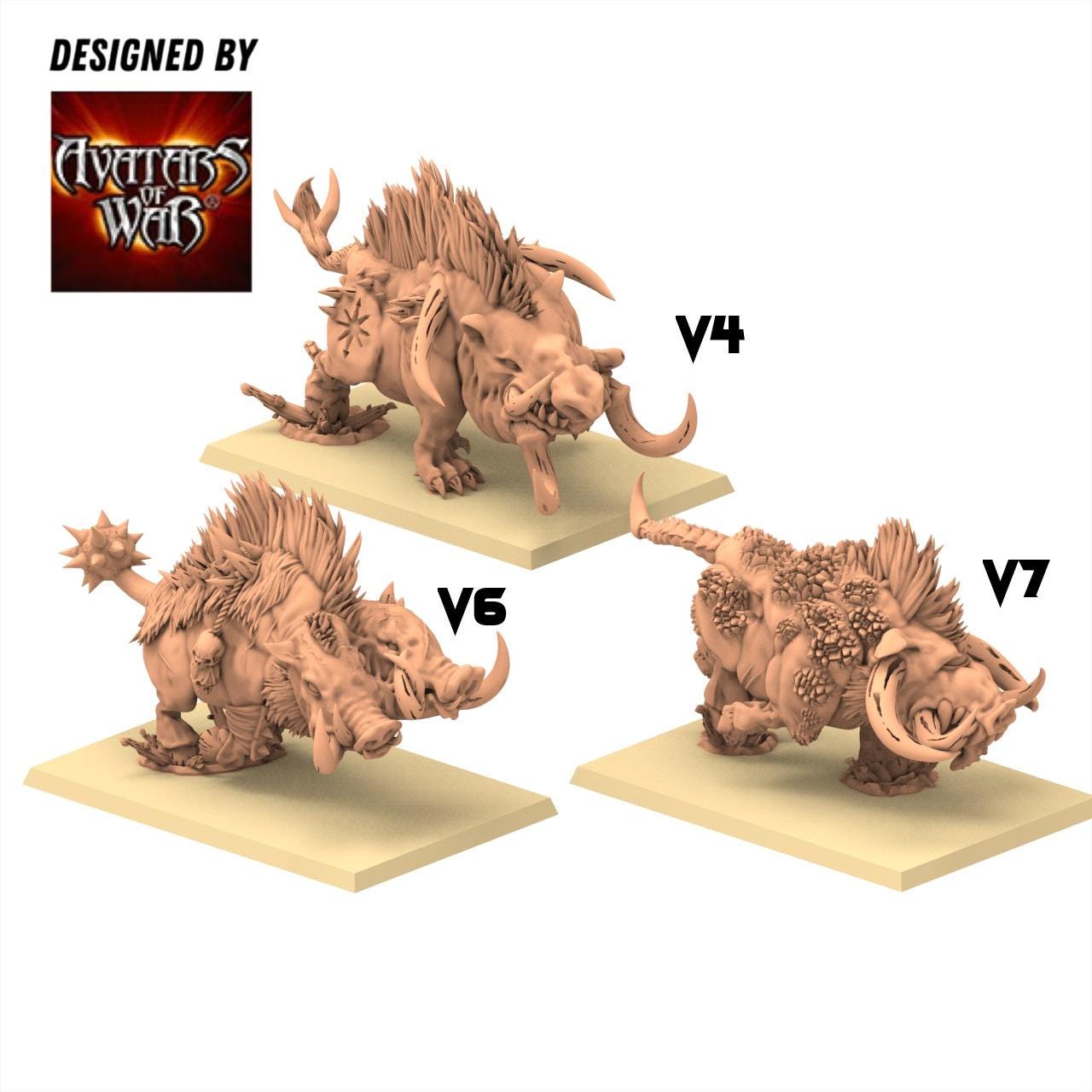 Beastmen - Razortusks - monopose 28&32mm scale - Avatar of War
