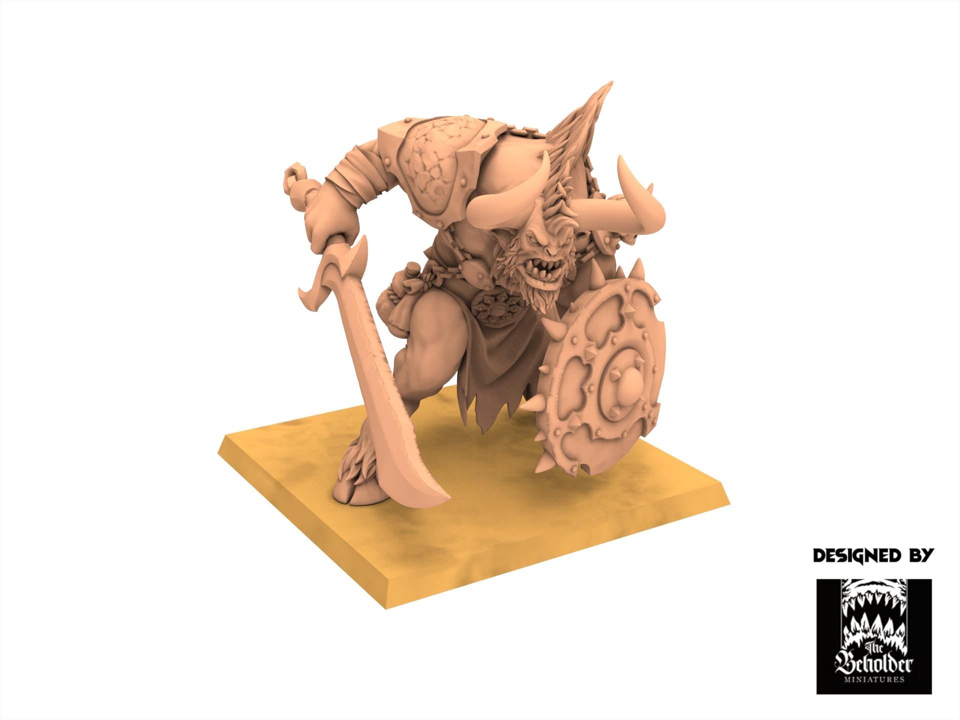 Beastmen - Minotaurs sword and shield - Realms of Mayhem - Beholder Miniature