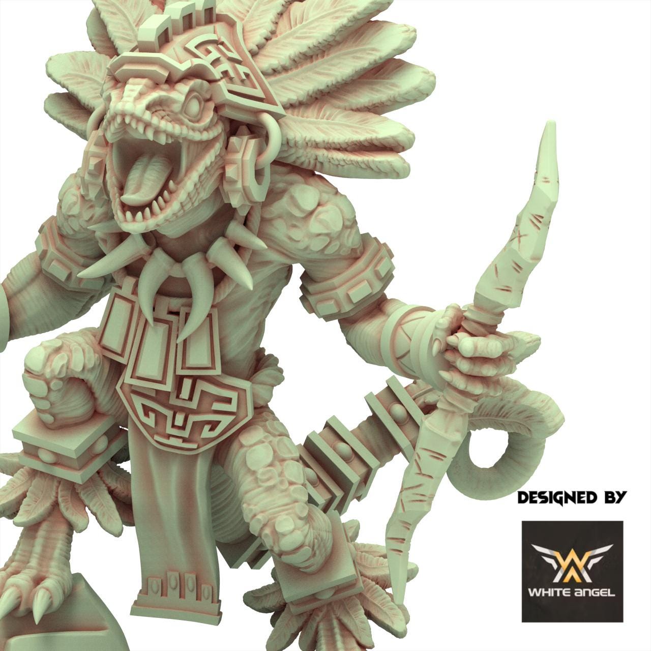 Lizardmen 28/32mm - Slippery Lizard Shaman - White Angel Miniatures