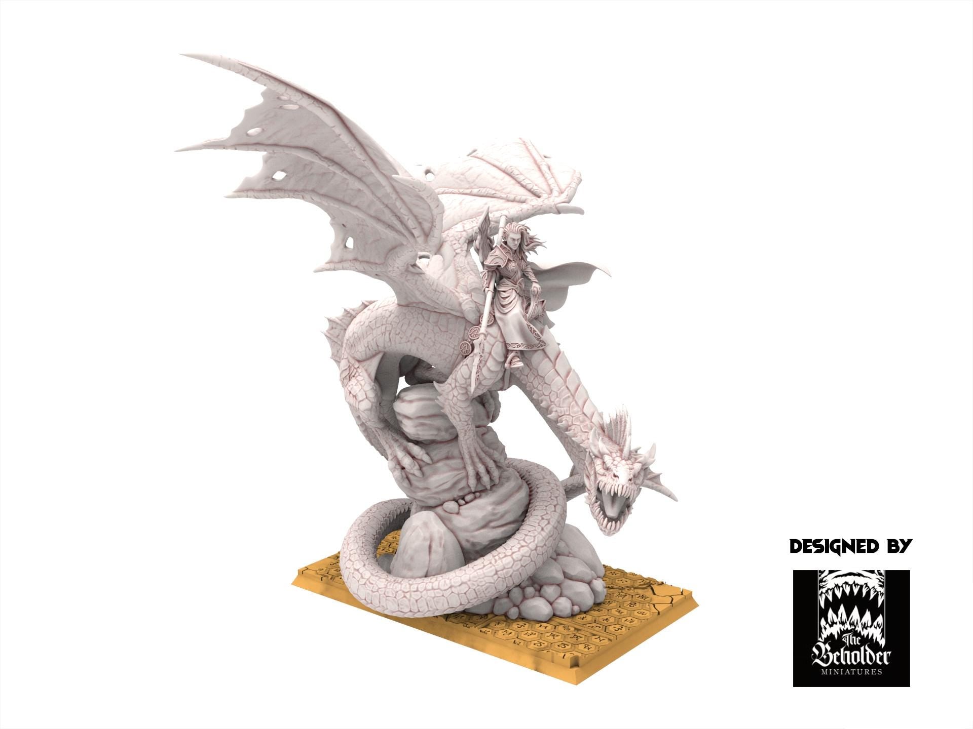 Hight Elves - YNARIEL Princess on Dragon - Silvermoor - The Beholder Miniatures