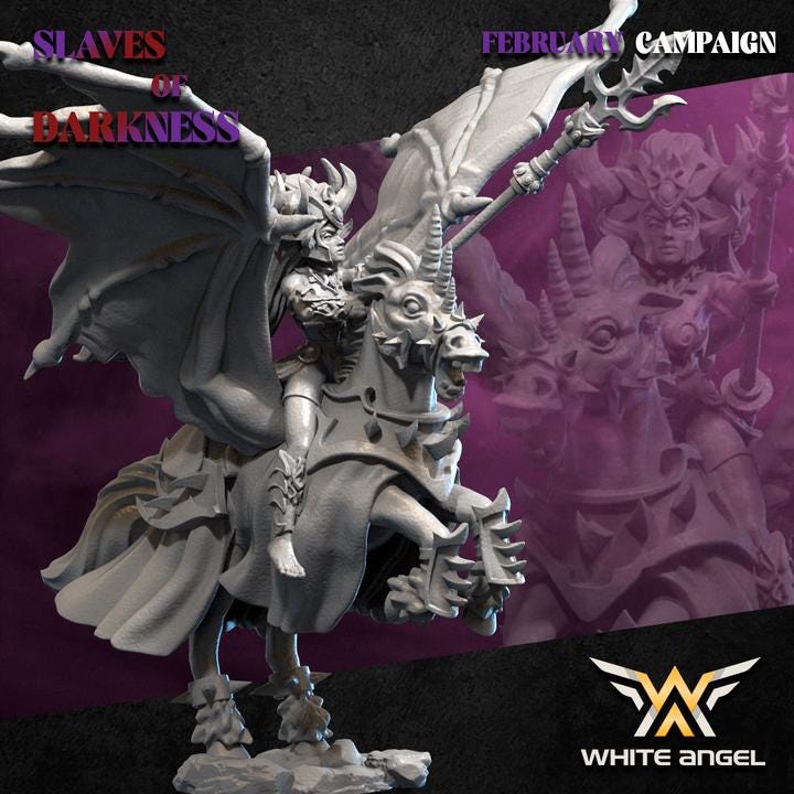 Dark Elves - Dark Mother on Pegasus - Slaves of Darkness - White Angel Miniatures