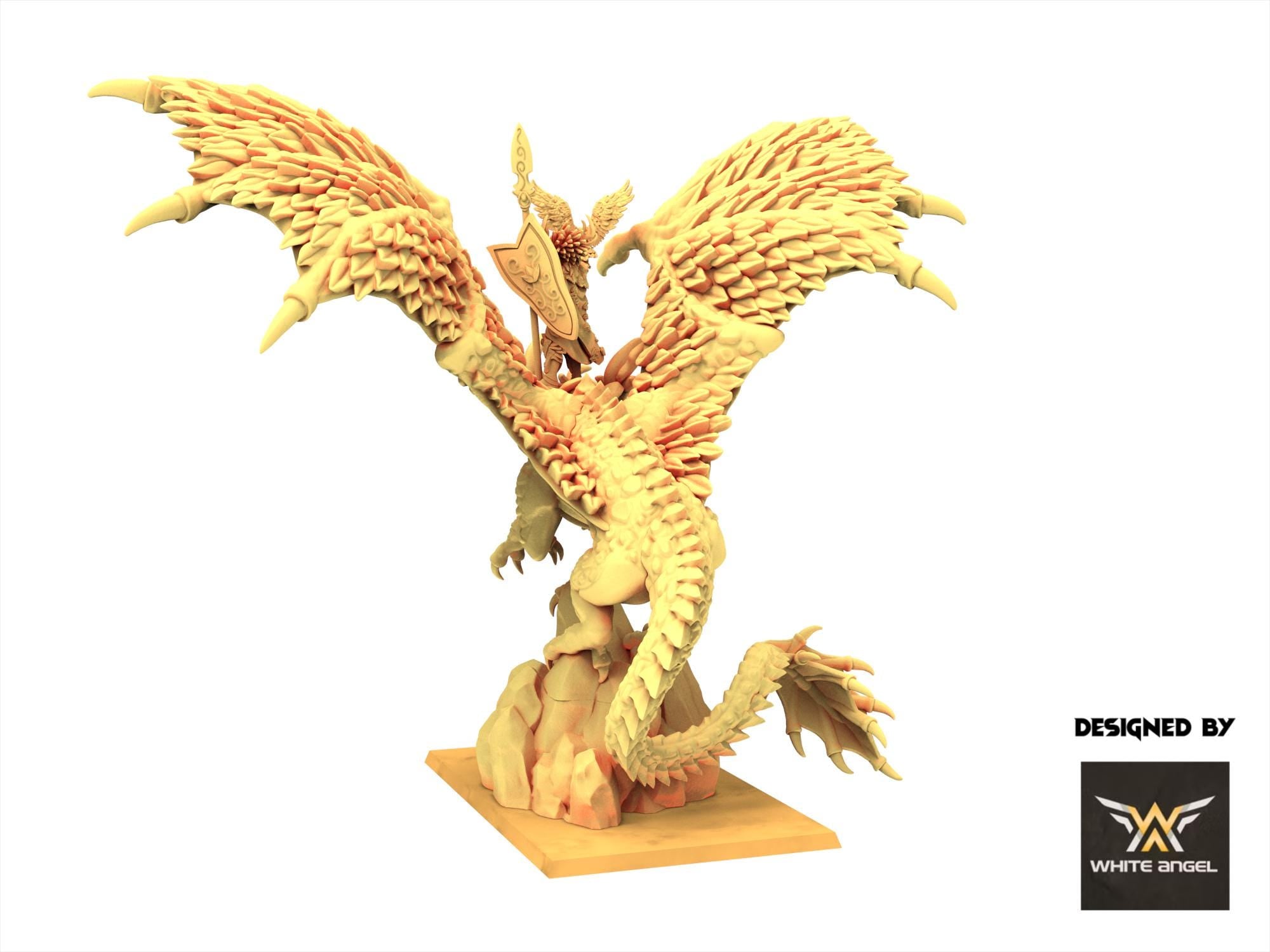 Sylvan Elves - Lord of the Forest on Dragon - Forest Warrior - White Angel Miniatures
