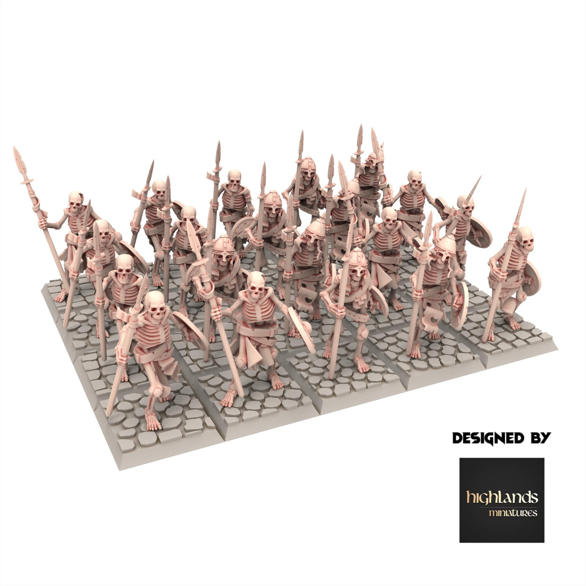 Undead - Skeletons Warriors with Lance - Transilvanya - Highlands Miniatures