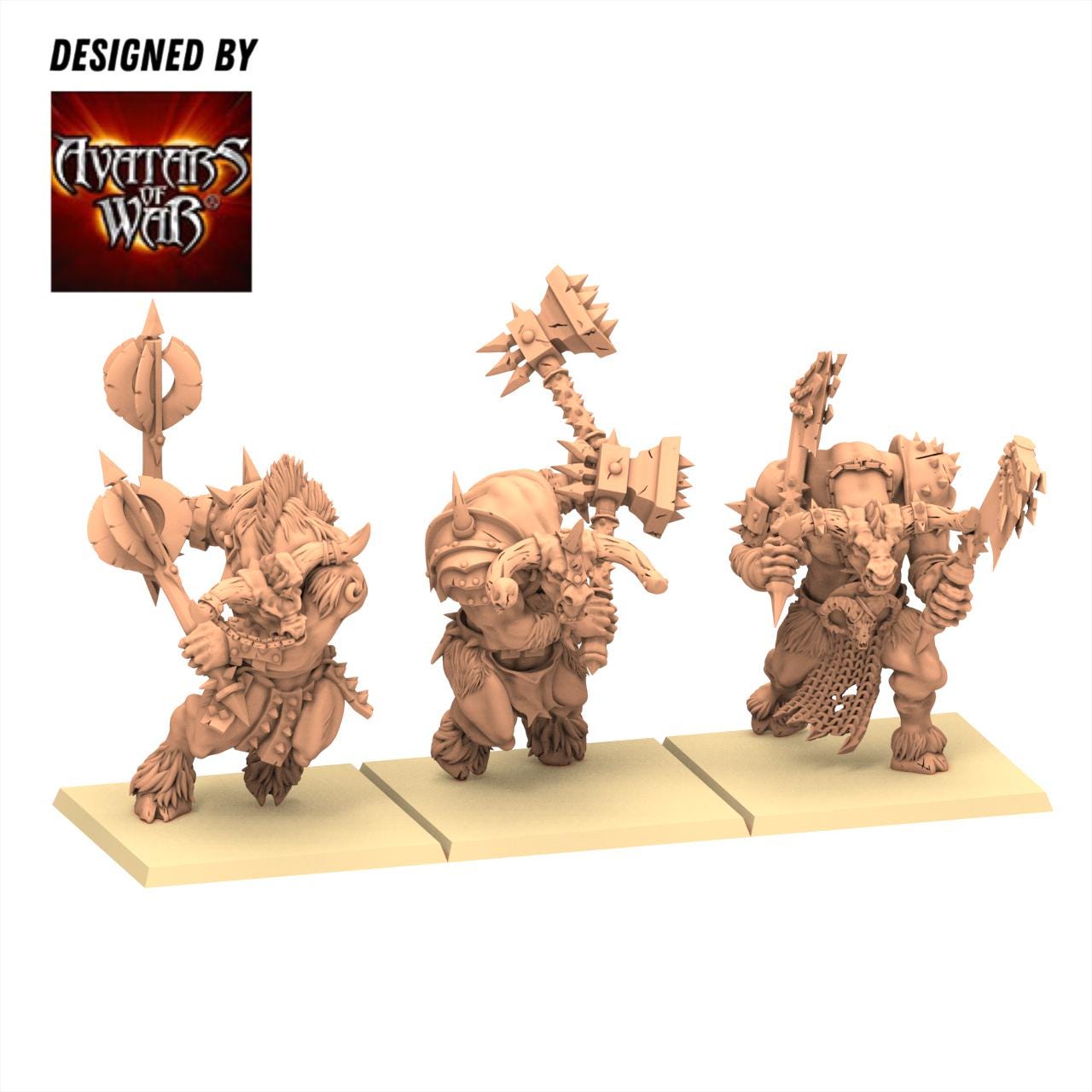 Beastmen - Minotaurs double weapons battleready - Monopose - 28&32mm scale - Avatar of War