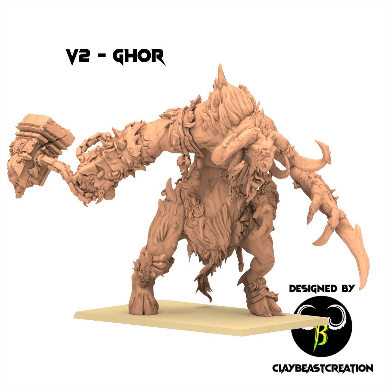 Beastmen - Ghor Herd Behemont - Fallen Beast - ClayBeastCreation