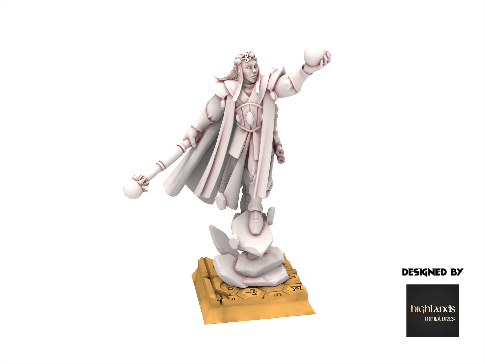 Hight Elves - Mage on Foot - AEGEAN - Highlands Miniatures