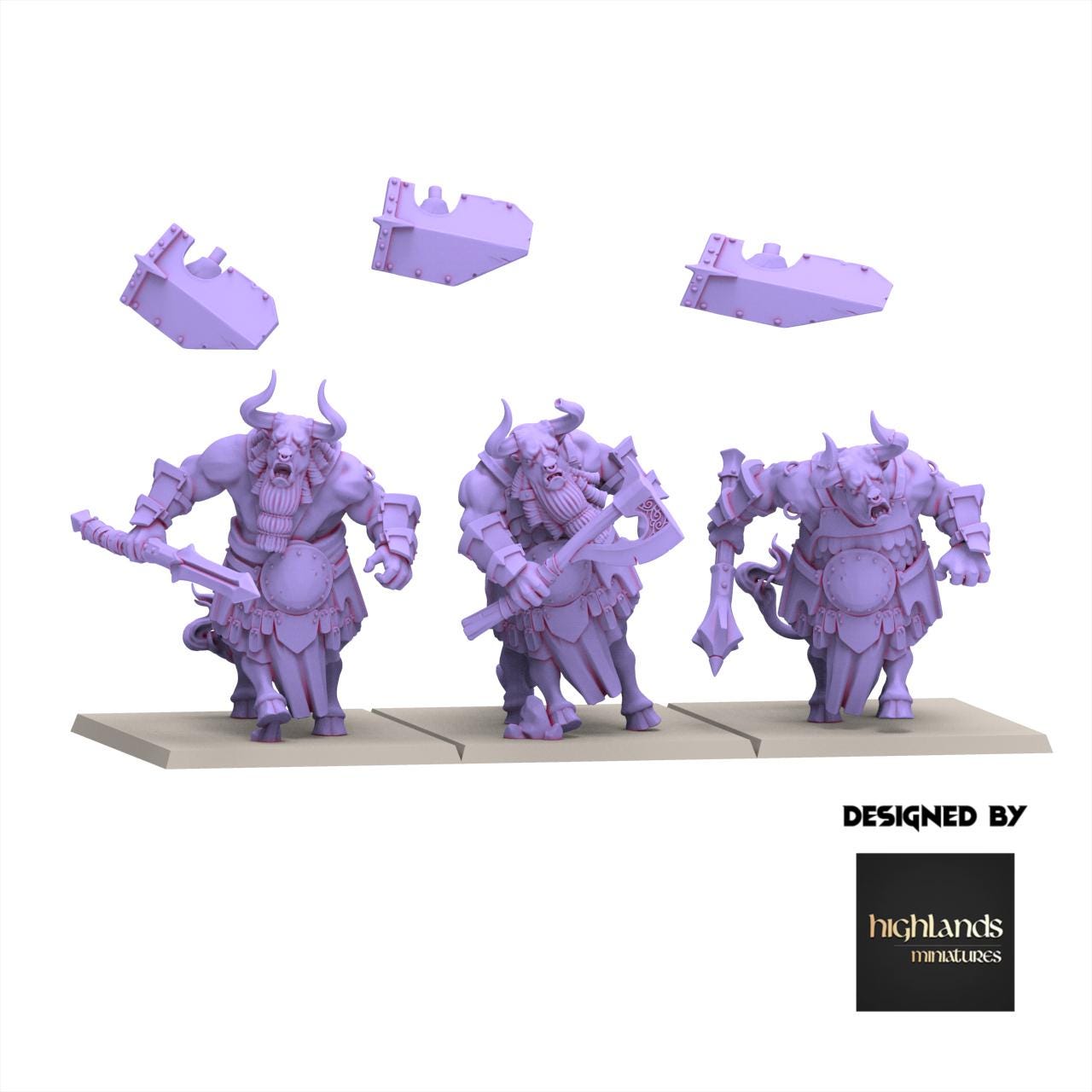 Chaos Dwarves - Minotaurs Weapons & Shield - Sons of Marduk - Highlands Miniatures