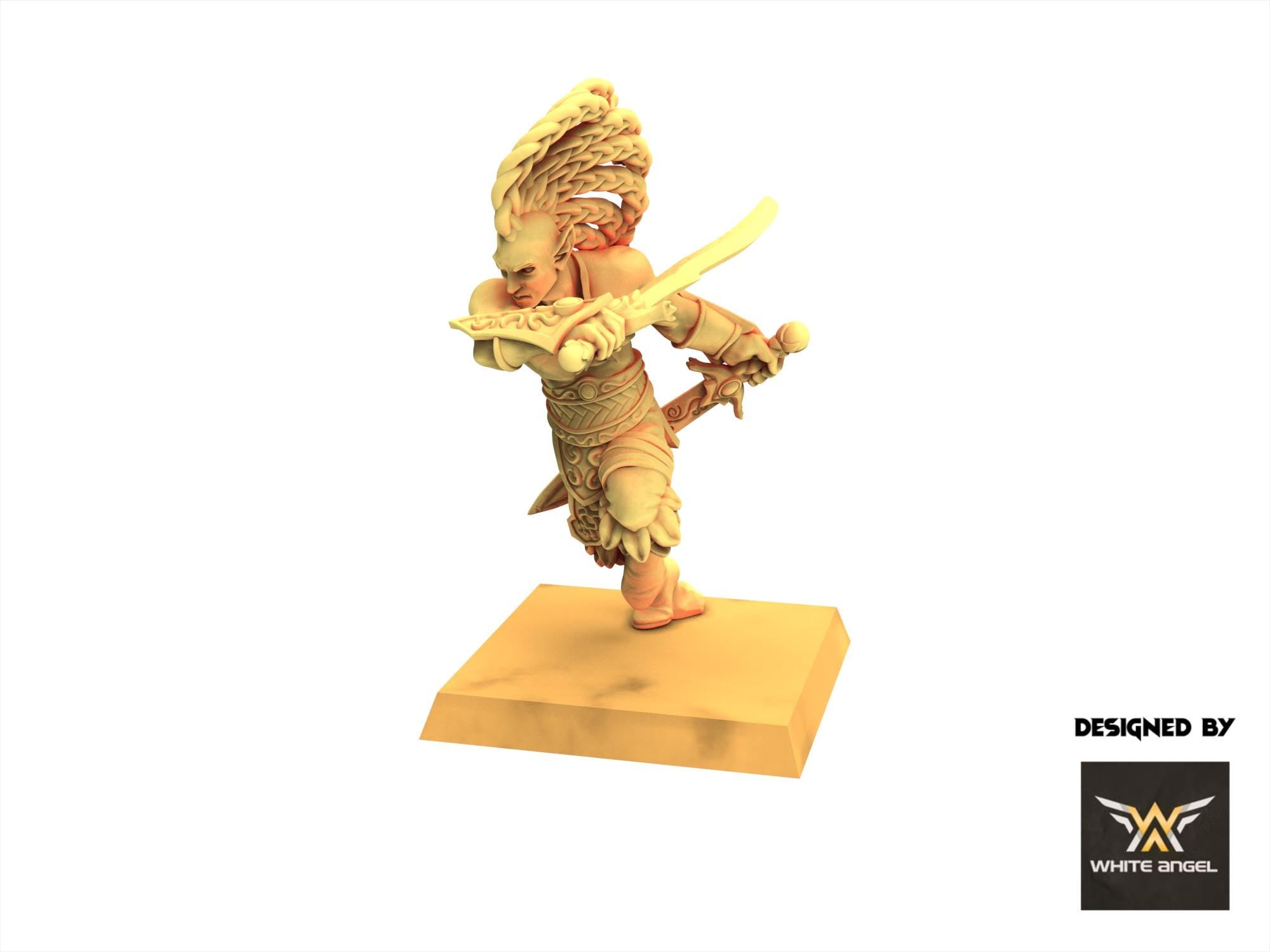 Sylvan Elves - x5 Forest Dancer Sword - Forest Warrior - White Angel Miniatures