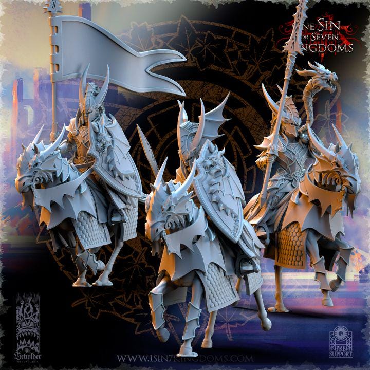 Hight Elves - Dragonborn Knights - Silvermoor - The Beholder Miniatures