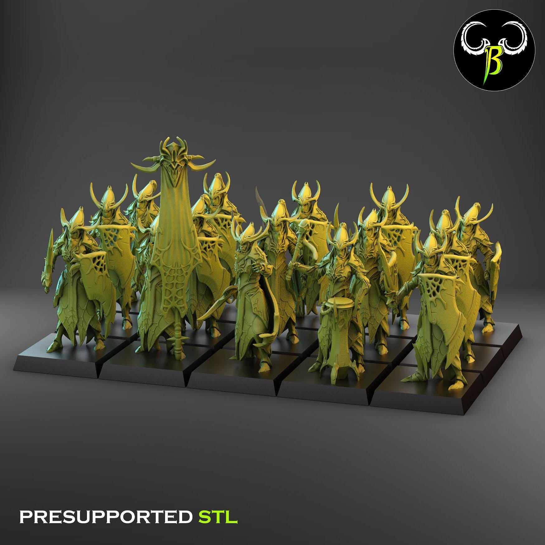 Dark Elves - Warrior With Lance & Sword - Cult of the Eight - ClayBeastCreation