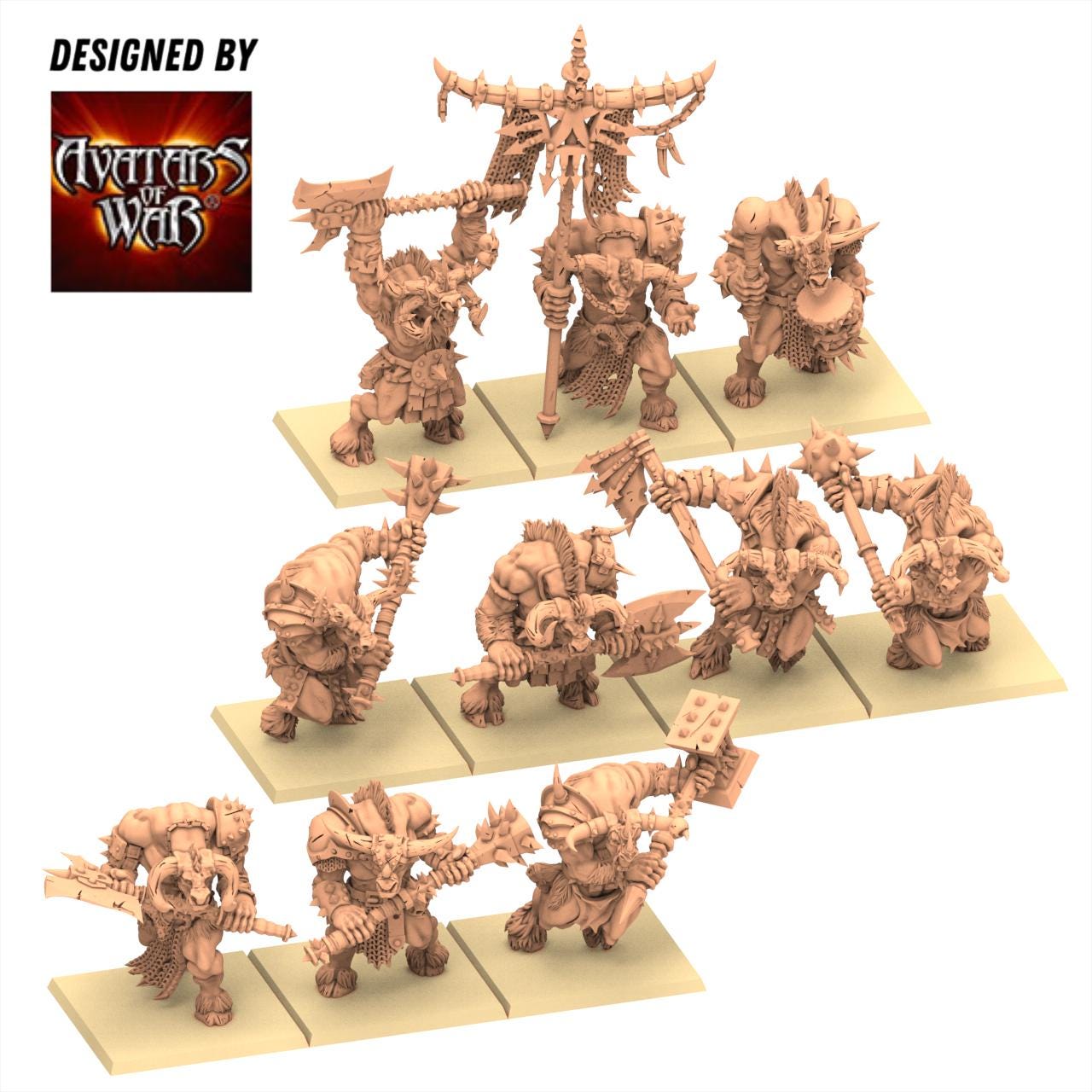 Beastmen - Minotaurs geat weapon battleready - Monopose - 28&32mm scale - Avatar of War