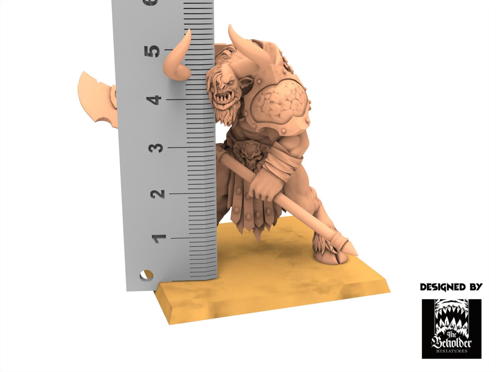 Beastmen - Minotaurs two handed Ax - Realms of Mayhem - Beholder Miniature