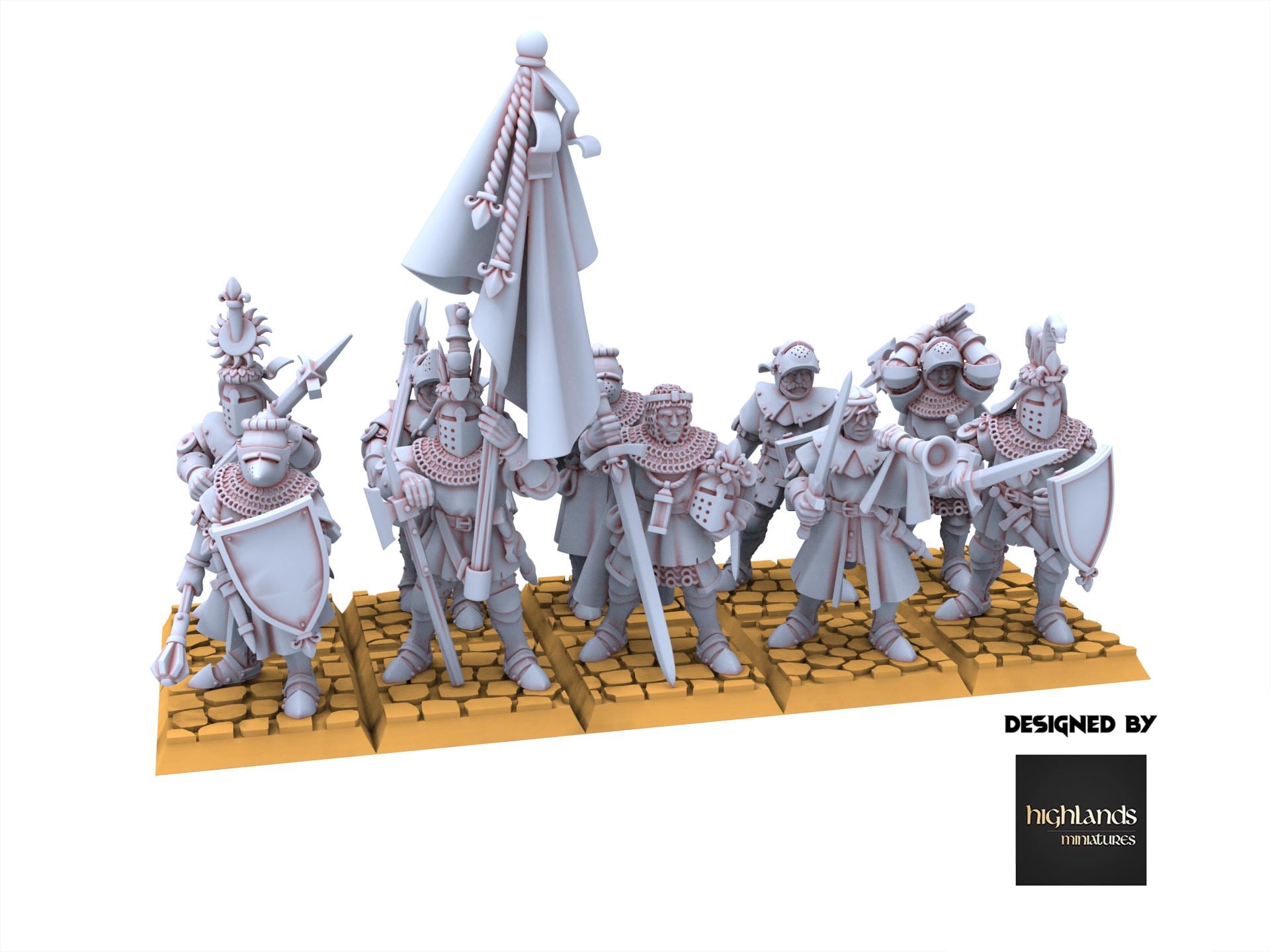Arthurian Knights - Knights on Foot - Gallia - Highlands Miniatures