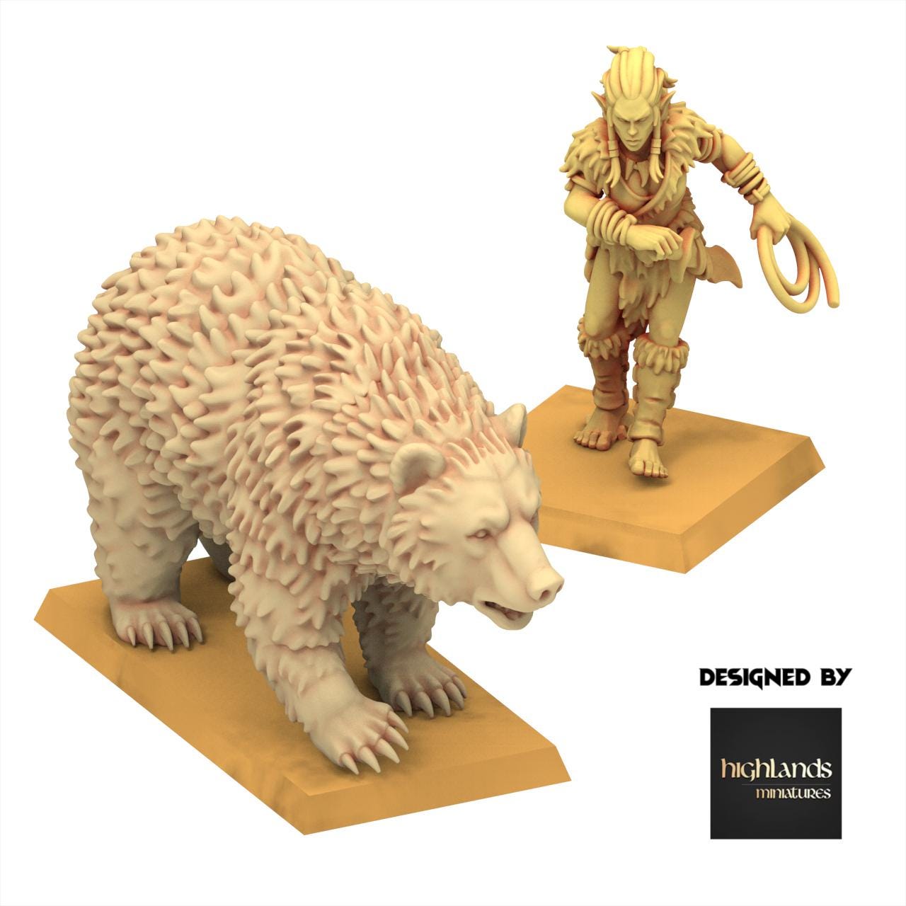 Sylvan Elves - Animals and Beastamers - Feral - Highlands Miniatures