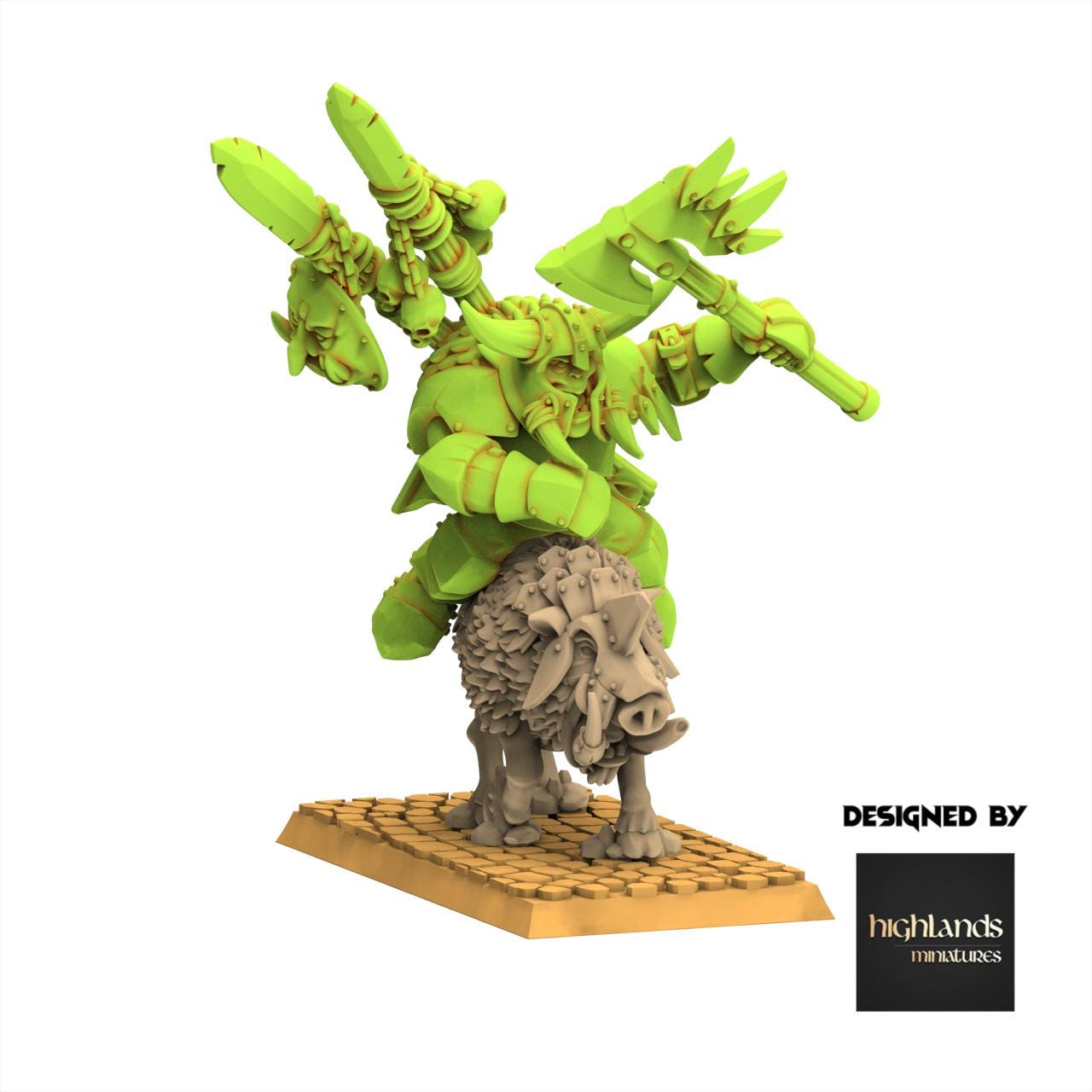 Orc & Goblin - Mounted Orc Chief - Moredhun's Orc - Highlands Miniature