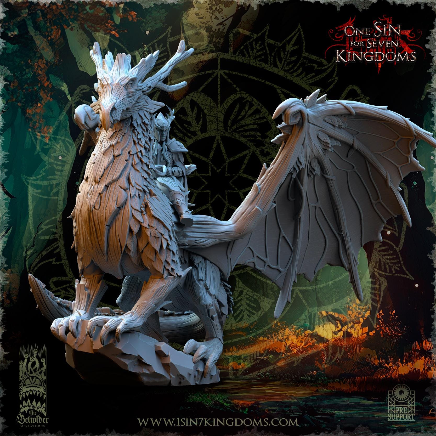 Sylvan Elves - King on Dragon Forest - Evergreen Elves - The Beholder Miniatures