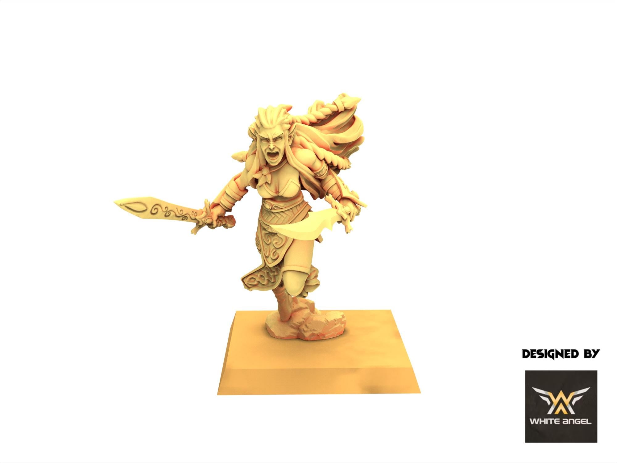 Sylvan Elves - x5 Forest Dancer Sword and Spears - Forest Warrior - White Angel Miniatures