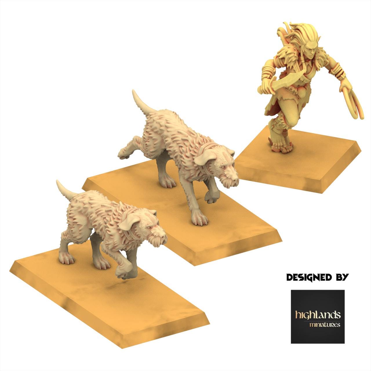 Sylvan Elves - Animals and Beastamers - Feral - Highlands Miniatures