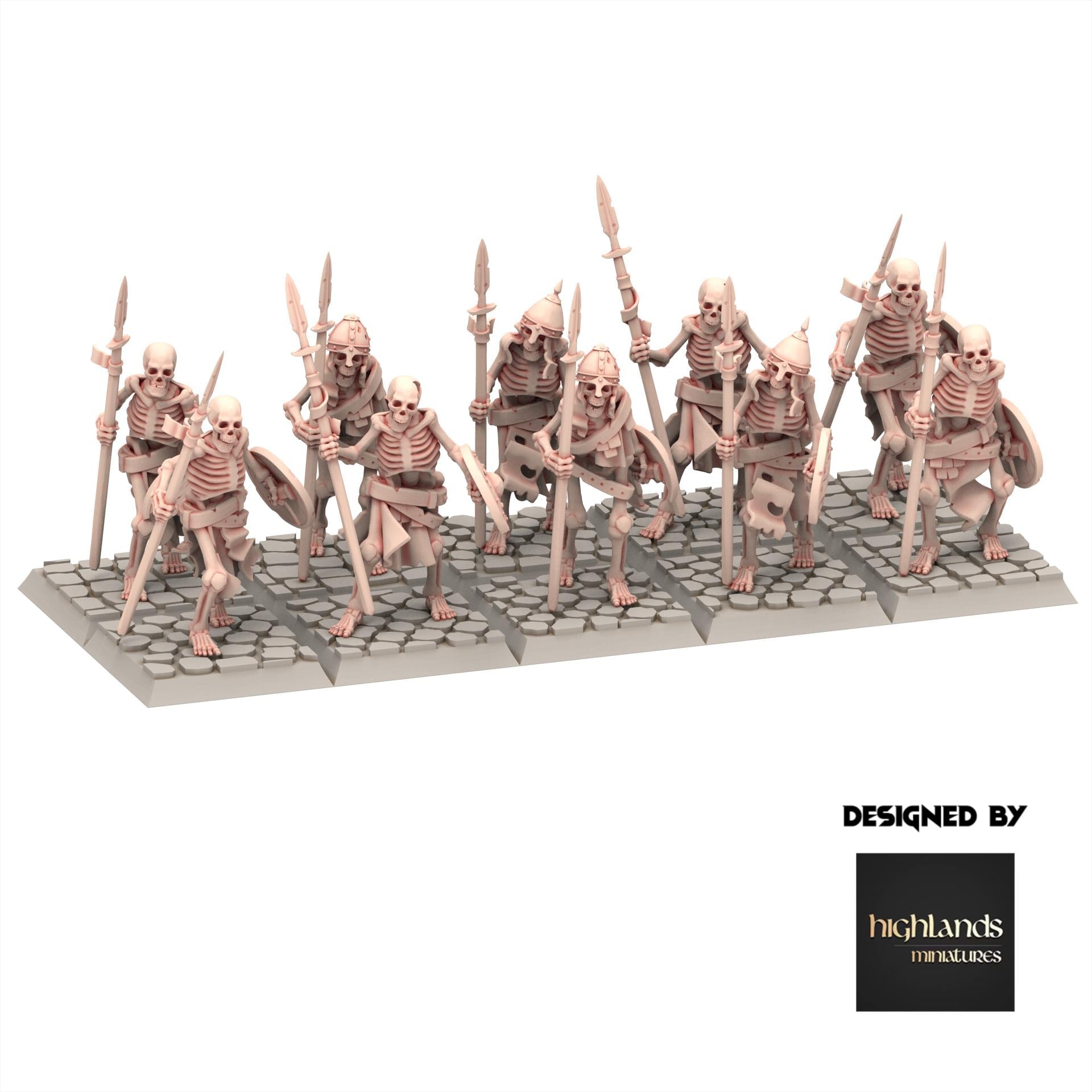Undead - Skeletons Warriors with Lance - Transilvanya - Highlands Miniatures