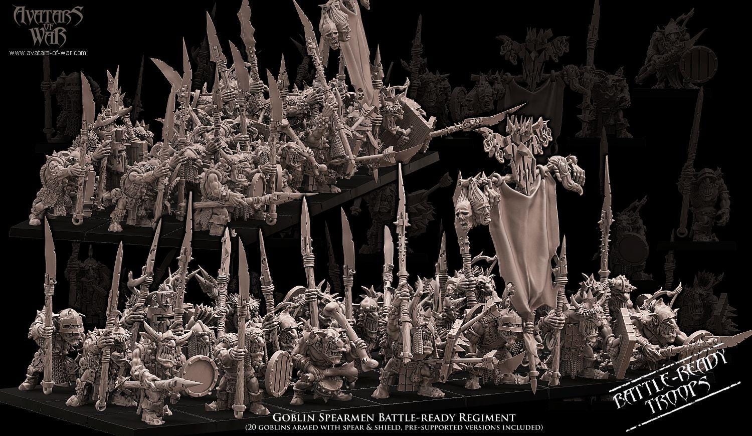Orc & Goblin - Goblin Spearmen - monopose - 28/32mm scale - Avatar of War