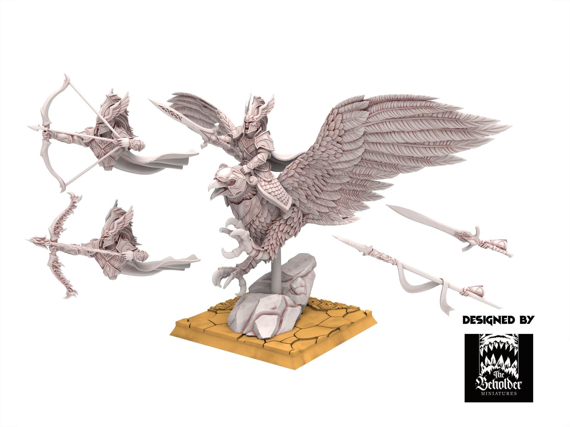 Hight Elves - Glorinder on King Eagler - Silvermoor - The Beholder Miniatures