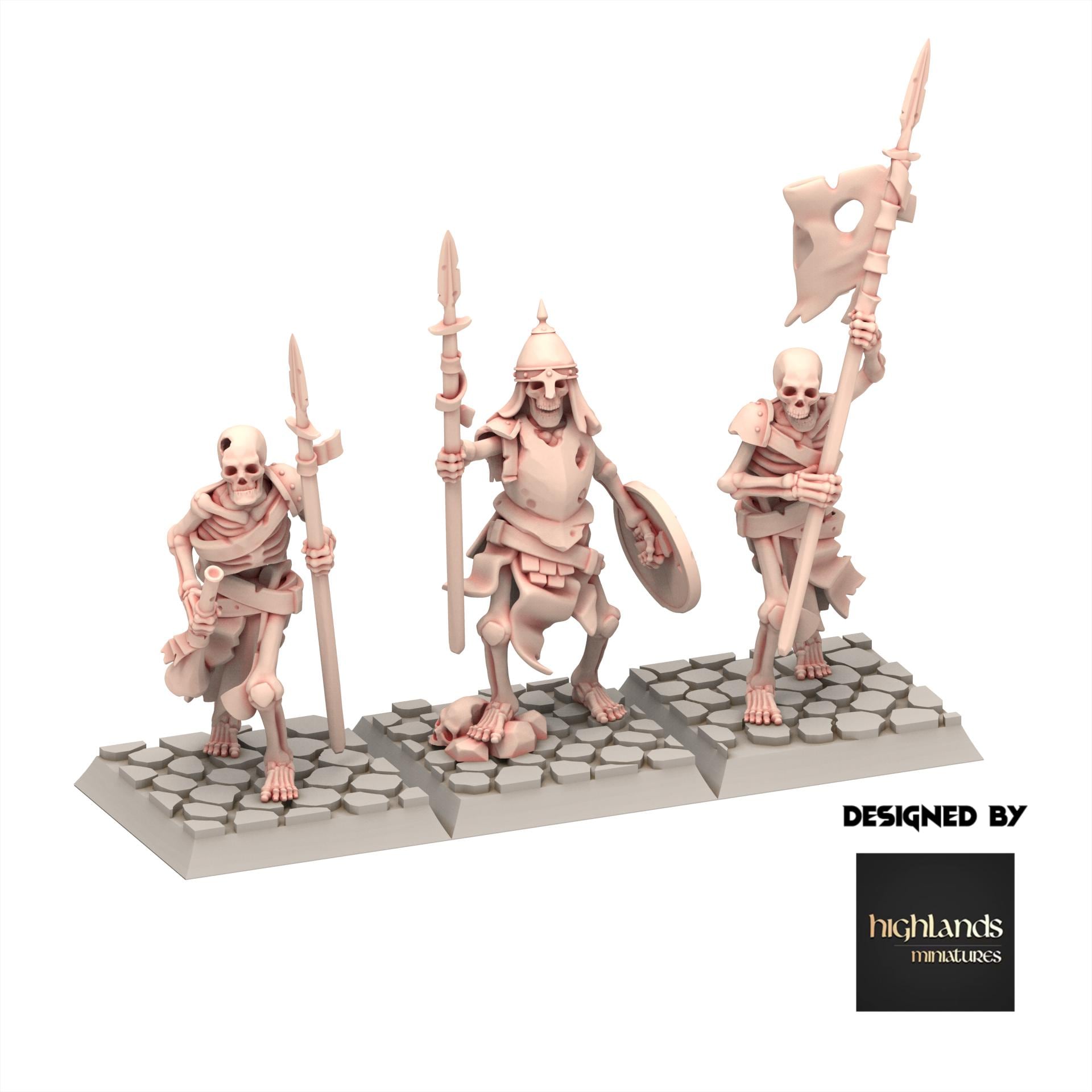 Undead - Skeletons Warriors with Lance - Transilvanya - Highlands Miniatures