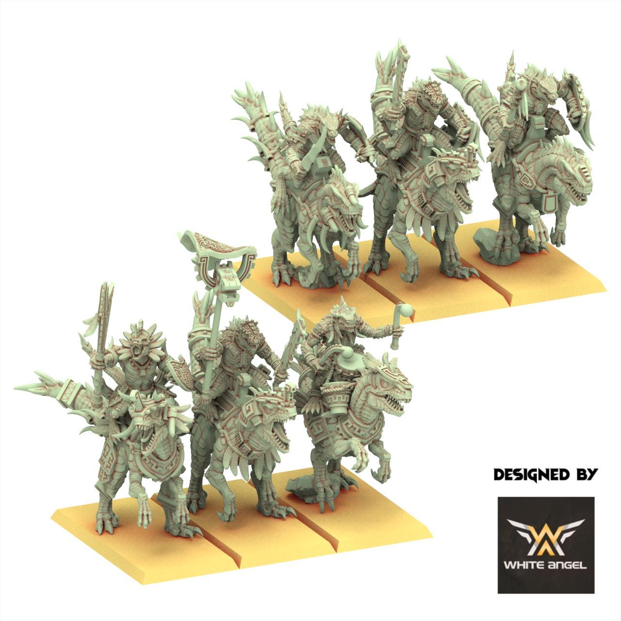 Lizardmen 28/32mm - Warriors Riders - White Angel Miniatures
