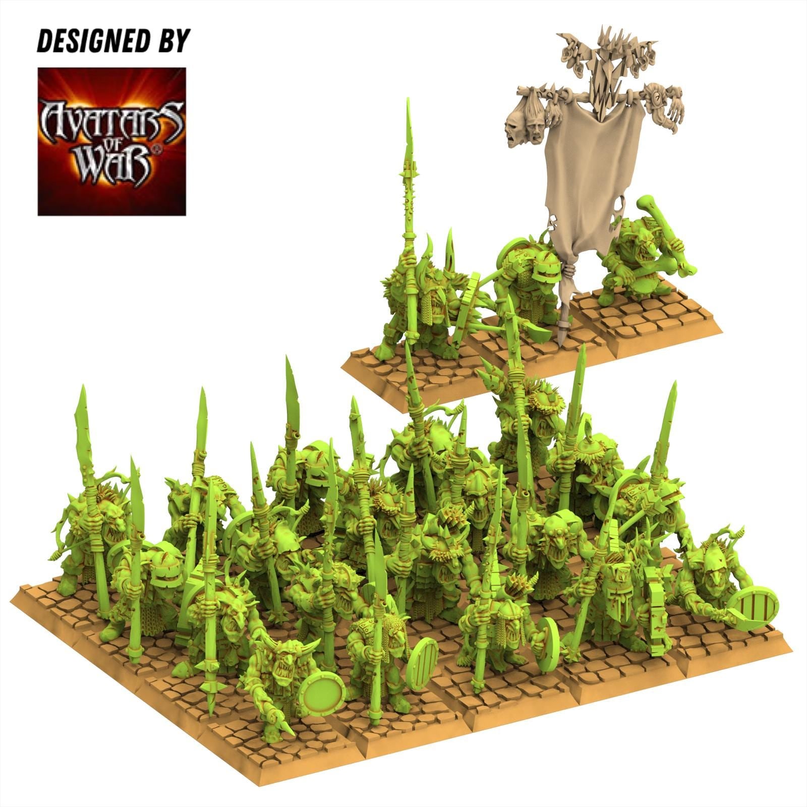 Orc & Goblin - Goblin Spearmen - monopose - 28/32mm scale - Avatar of War