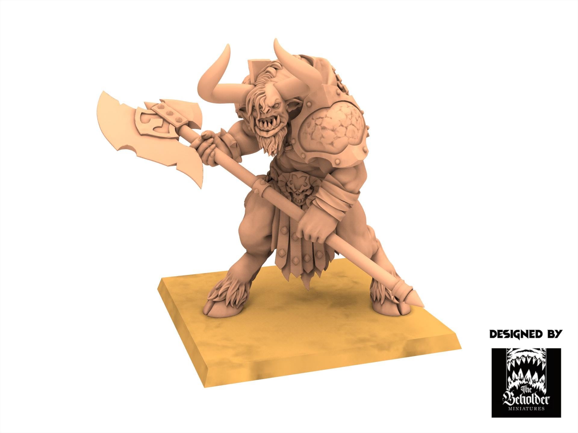 Beastmen - Minotaurs two handed Ax - Realms of Mayhem - Beholder Miniature