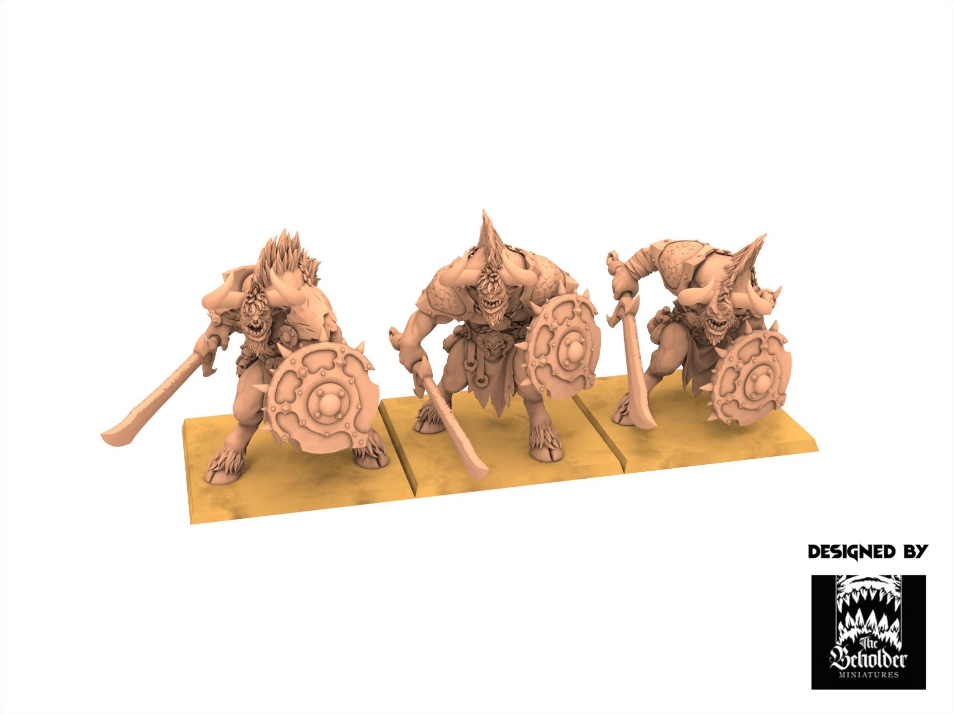 Beastmen - Minotaurs sword and shield - Realms of Mayhem - Beholder Miniature