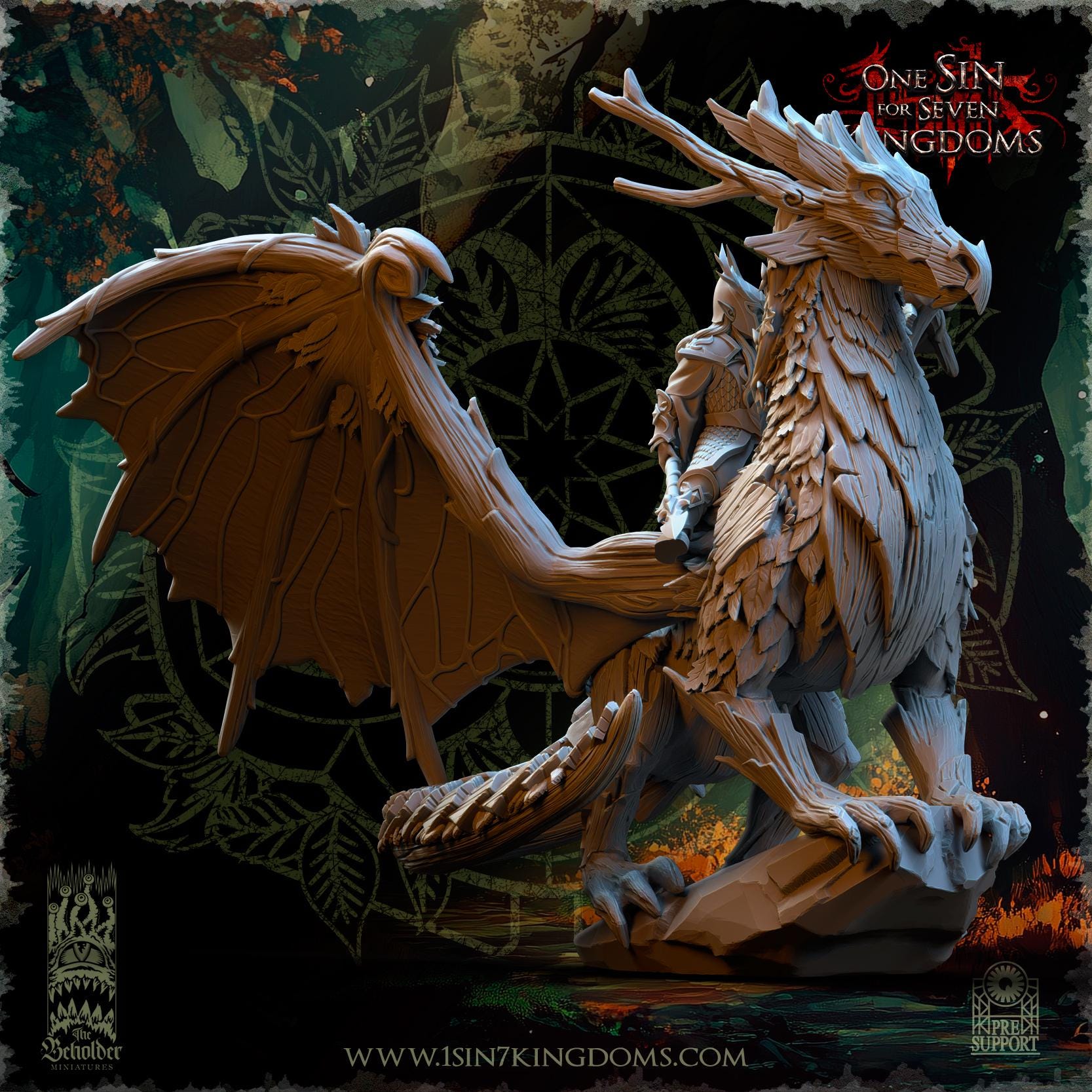 Sylvan Elves - King on Dragon Forest - Evergreen Elves - The Beholder Miniatures