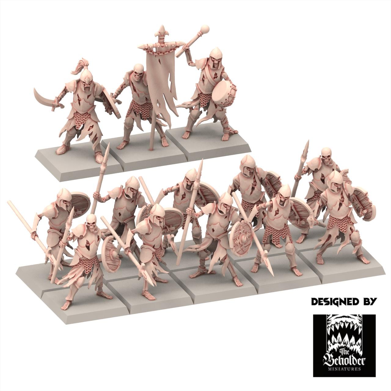 Undead 32/28mm - Skeletons Warriors with Spear - Undying Legions - The Beholder Miniatures