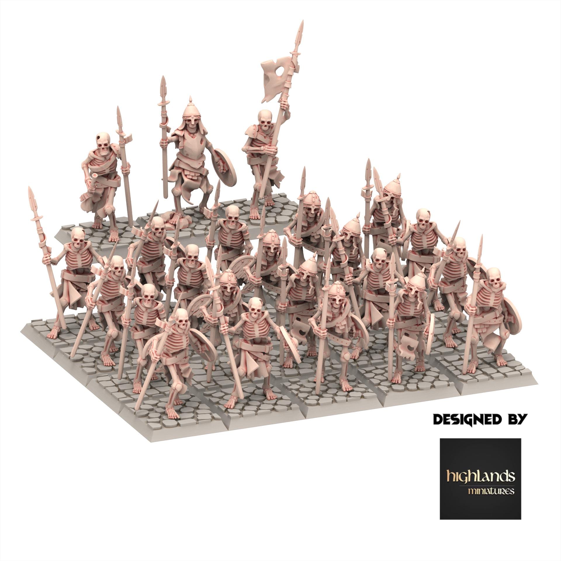 Undead - Skeletons Warriors with Lance - Transilvanya - Highlands Miniatures