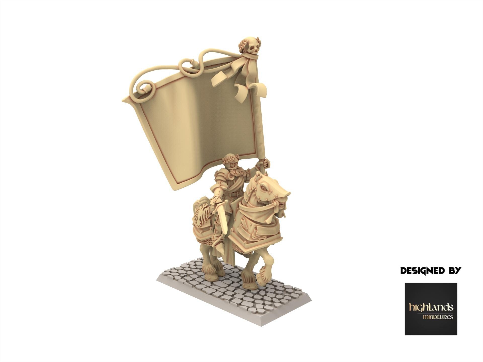 Imperial Fantasy - Battle Standard Bearer on Foot & on Horse - Sunland - Highlands Miniatures